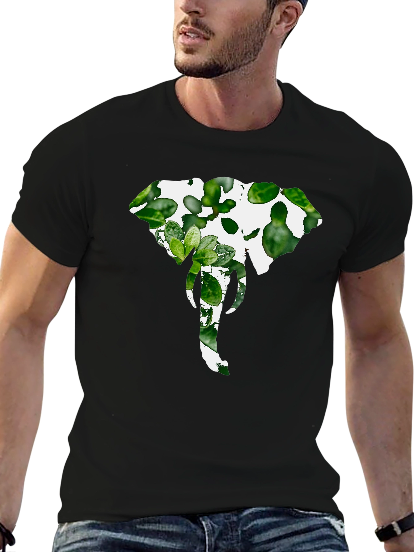 Elephant Plant Graphic Tee - Stylish Black Shirt