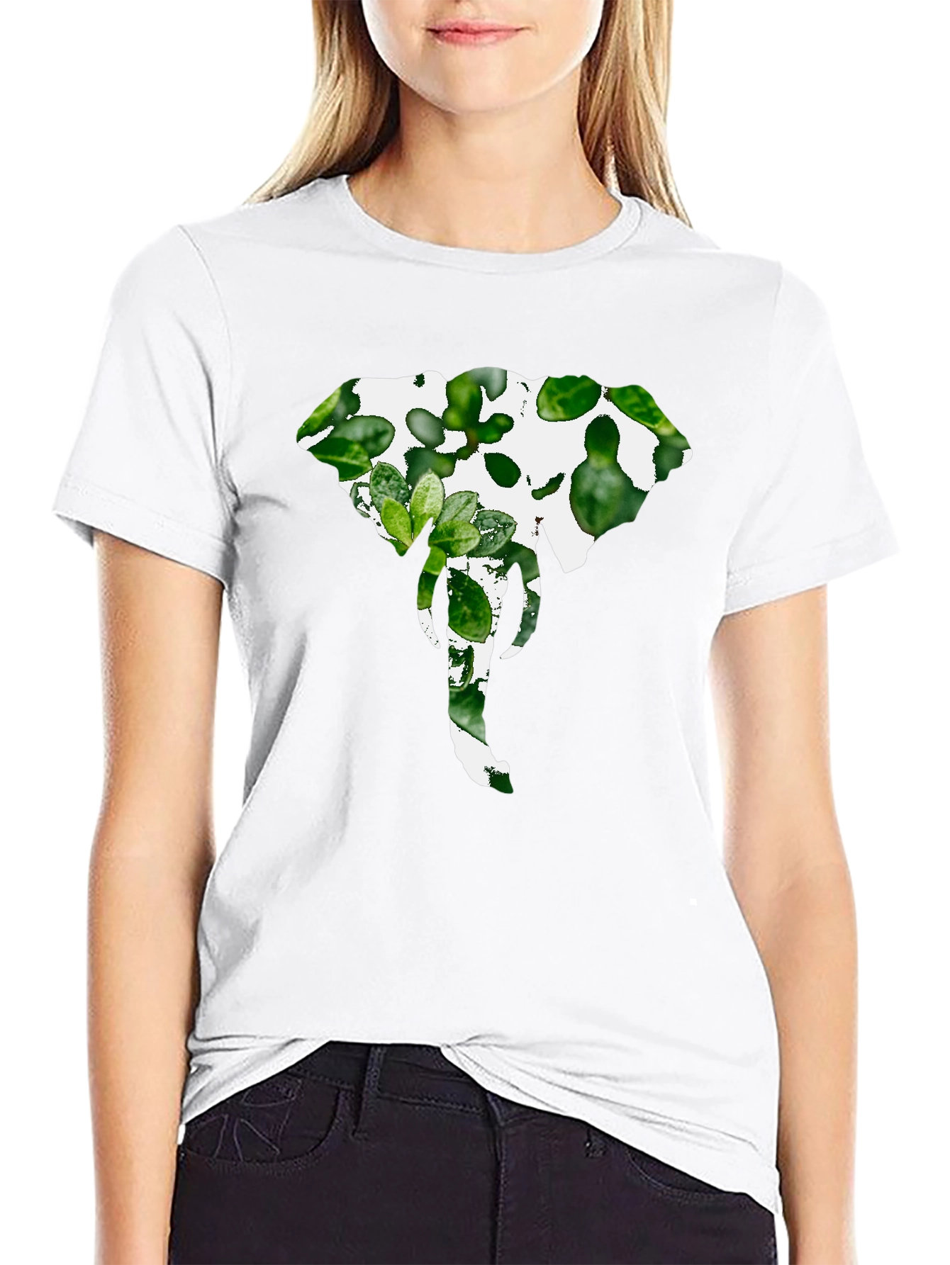 Elephant Plant Graphic Tee - Stylish Black Shirt