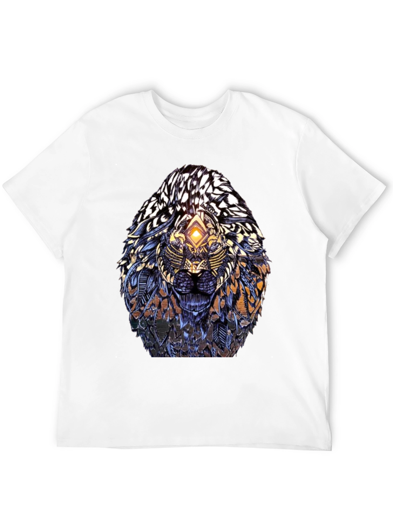 Abstract Lion Head Graphic Print T-Shirt