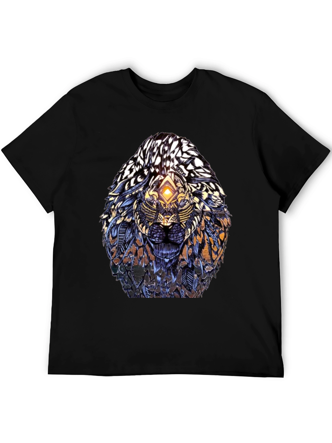 Abstract Lion Head Graphic Print T-Shirt