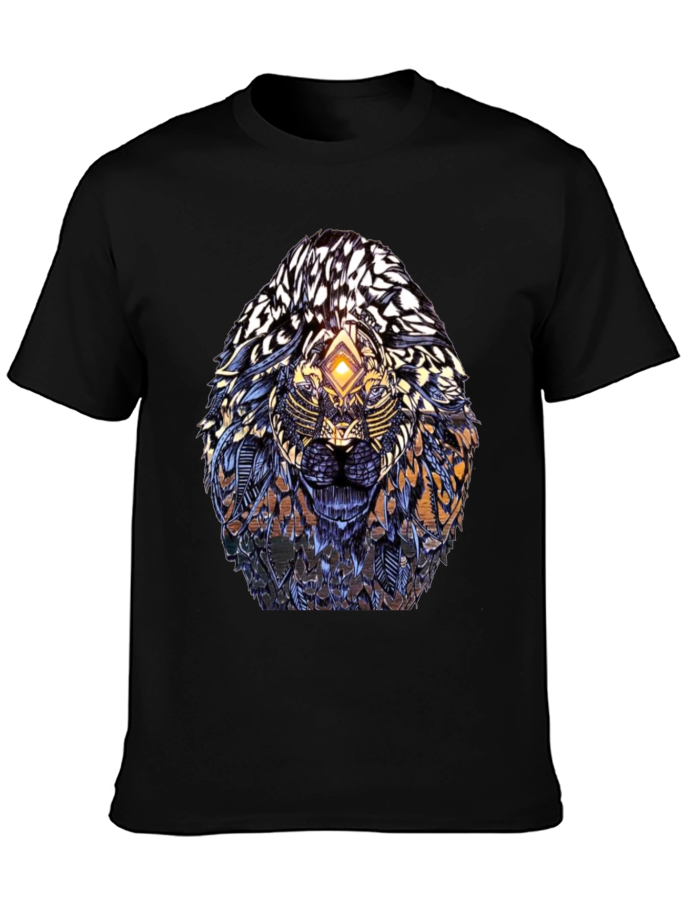 Abstract Lion Head Graphic Print T-Shirt