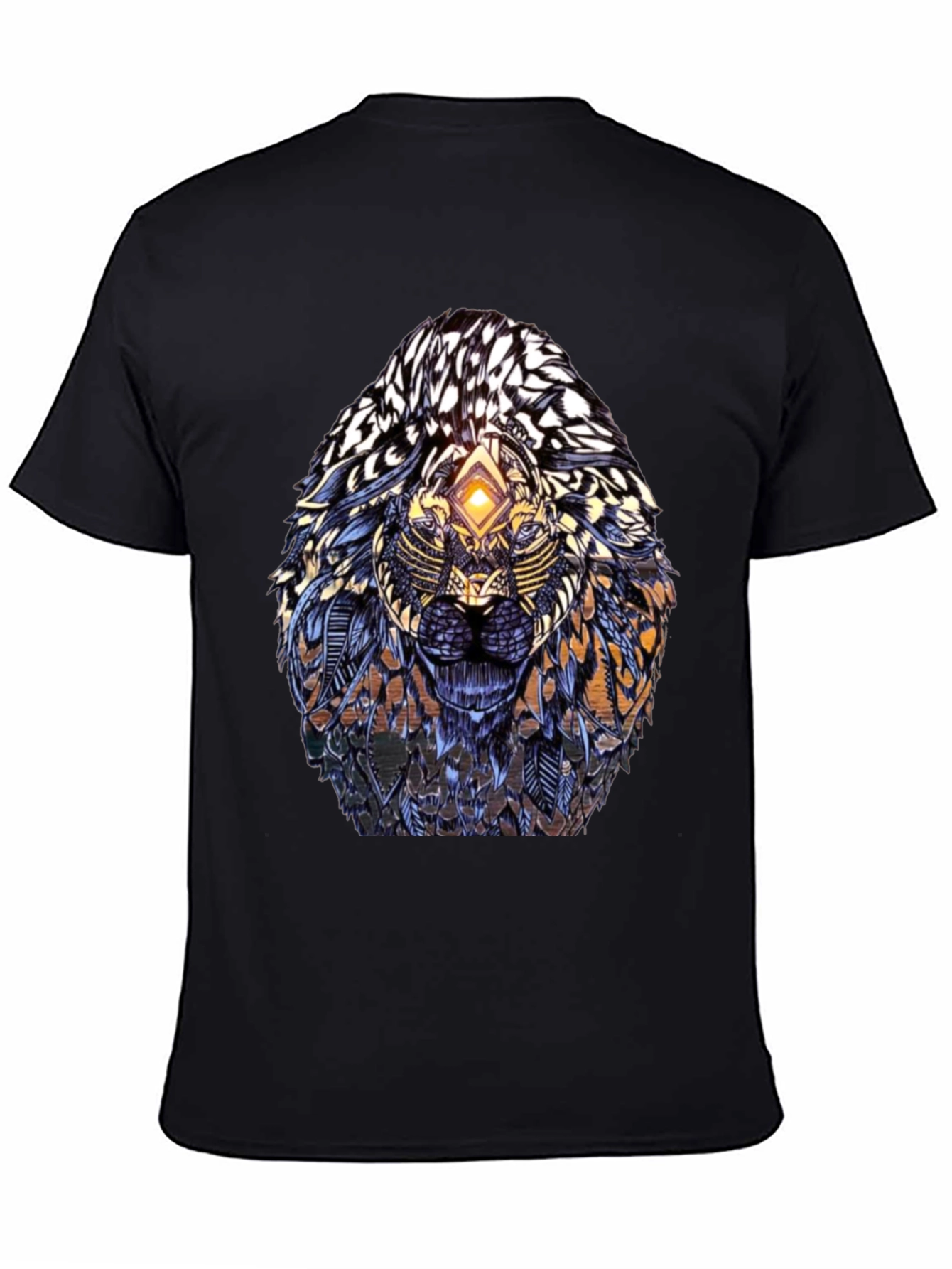 Abstract Lion Head Graphic Print T-Shirt