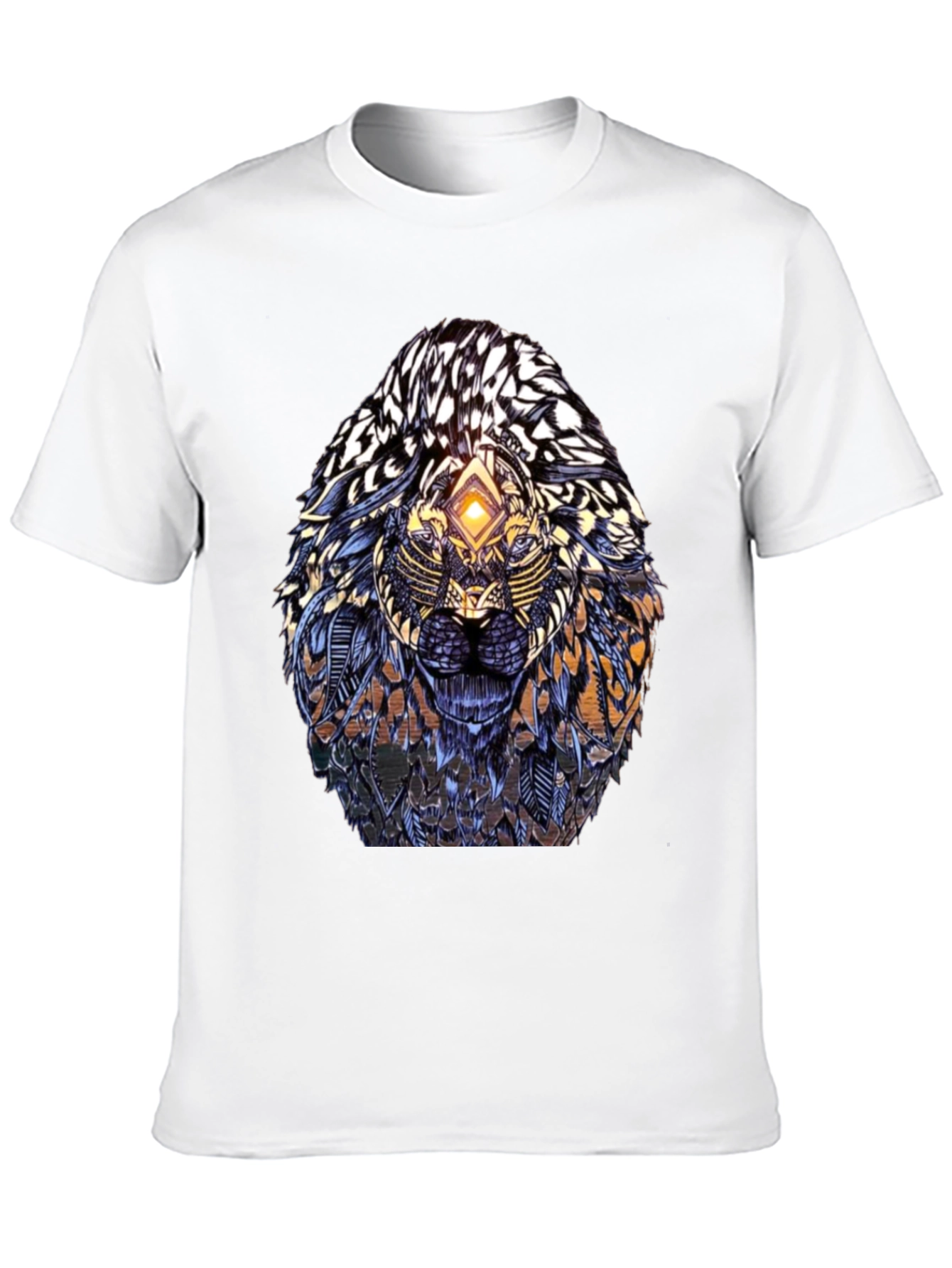 Abstract Lion Head Graphic Print T-Shirt