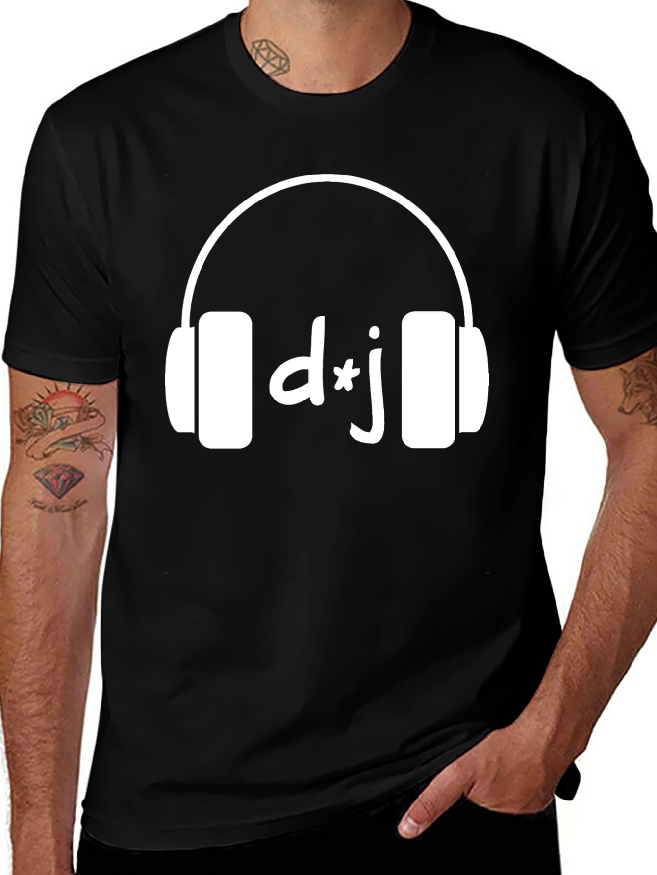 DJ Headphones Graphic T-Shirt - Black