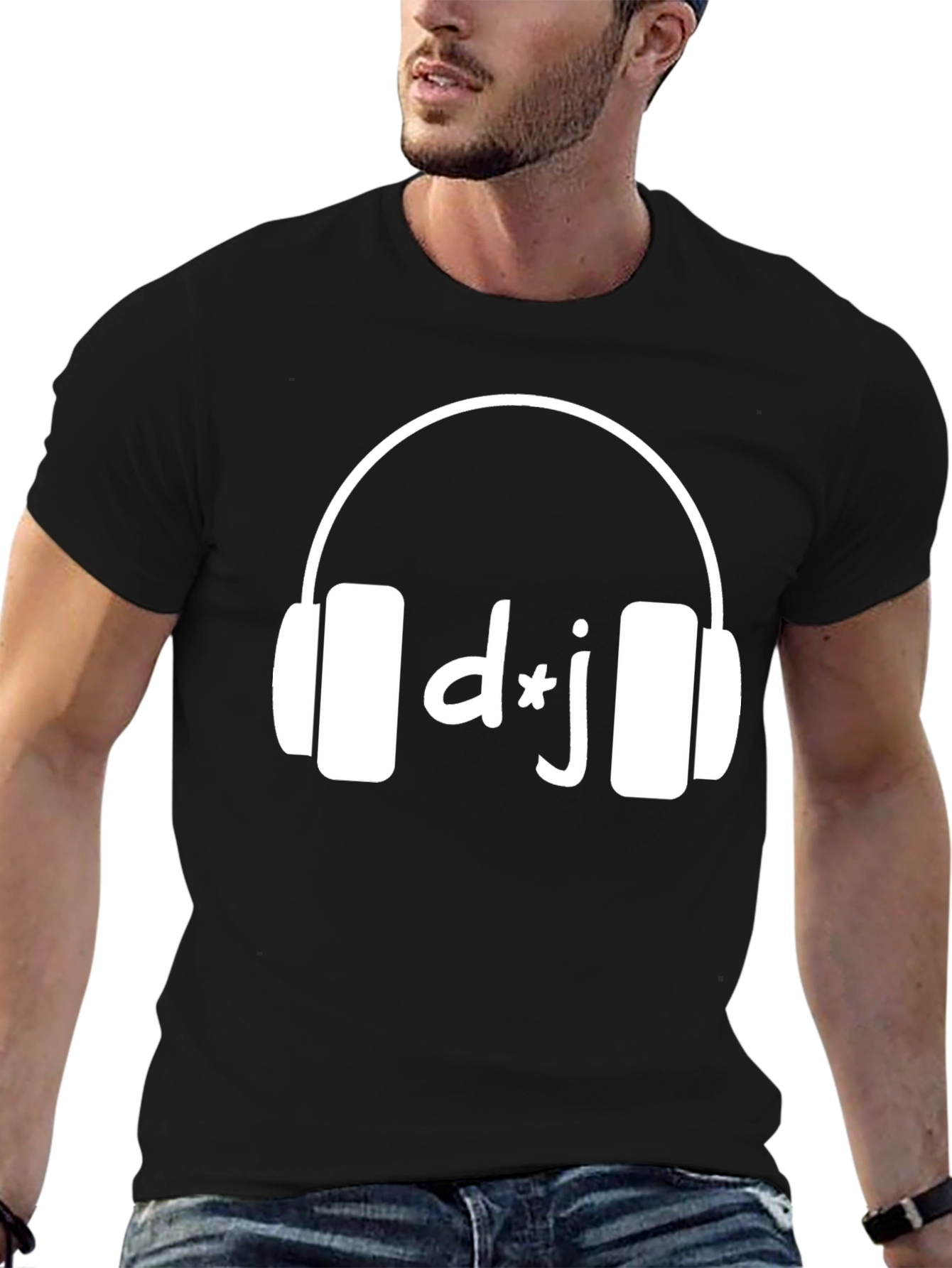 DJ Headphones Graphic T-Shirt - Black