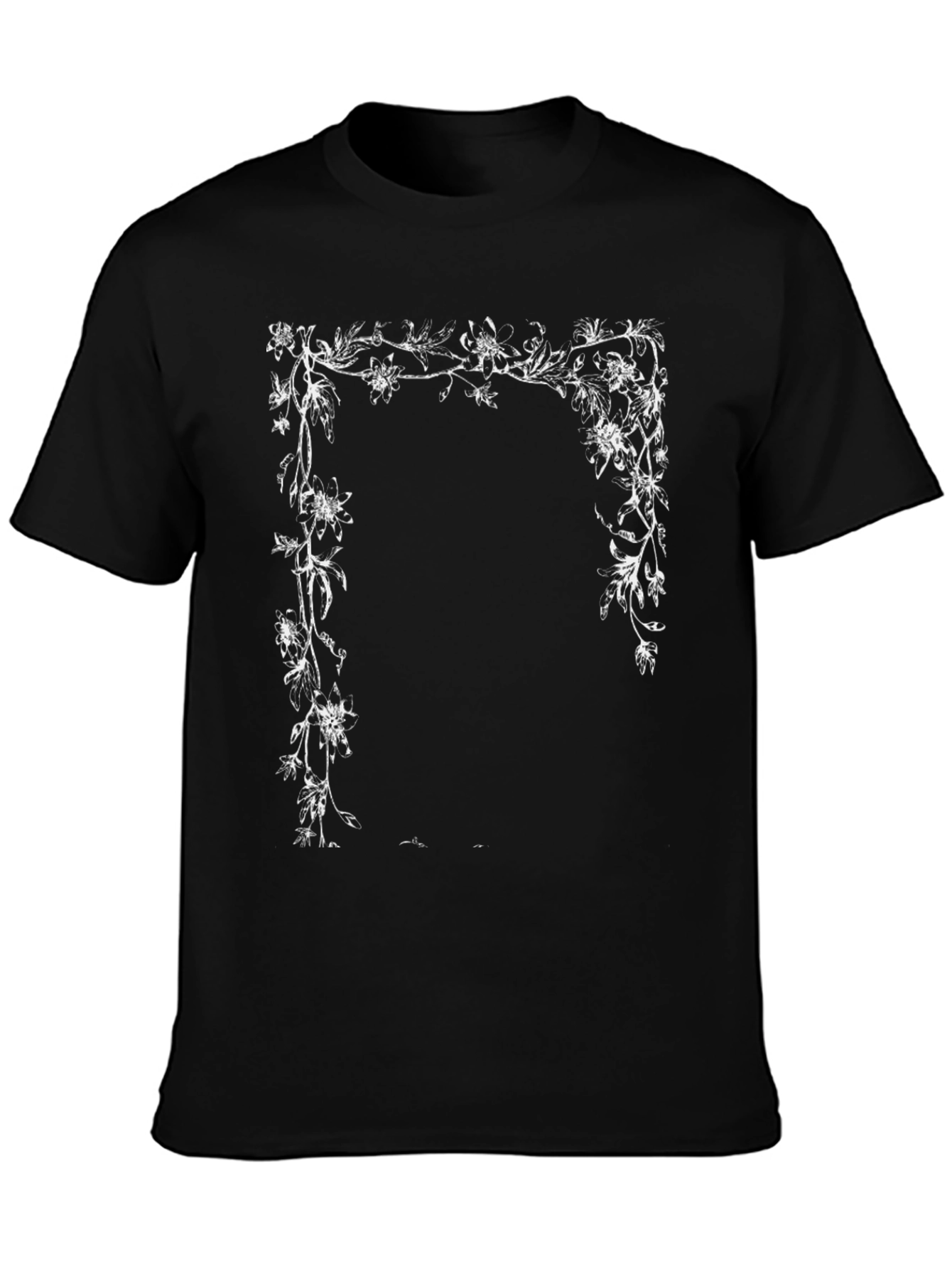 Floral Frame Black Graphic Tee