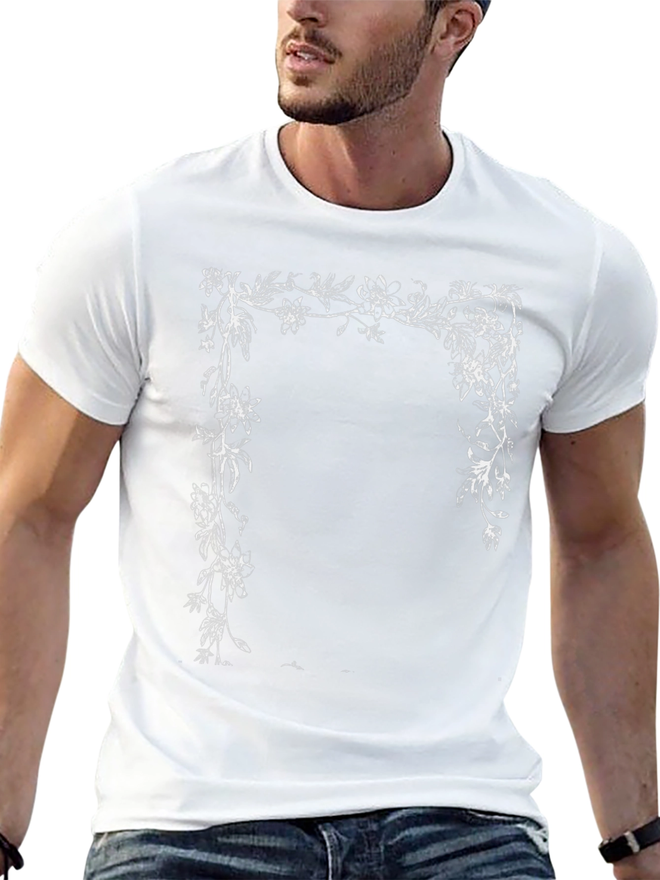 Floral Frame Black Graphic Tee