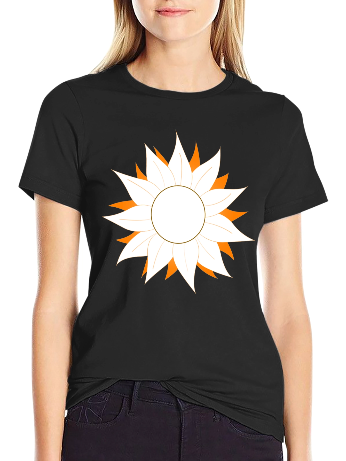 Stylish Black T-Shirt with Floral Graphic Design