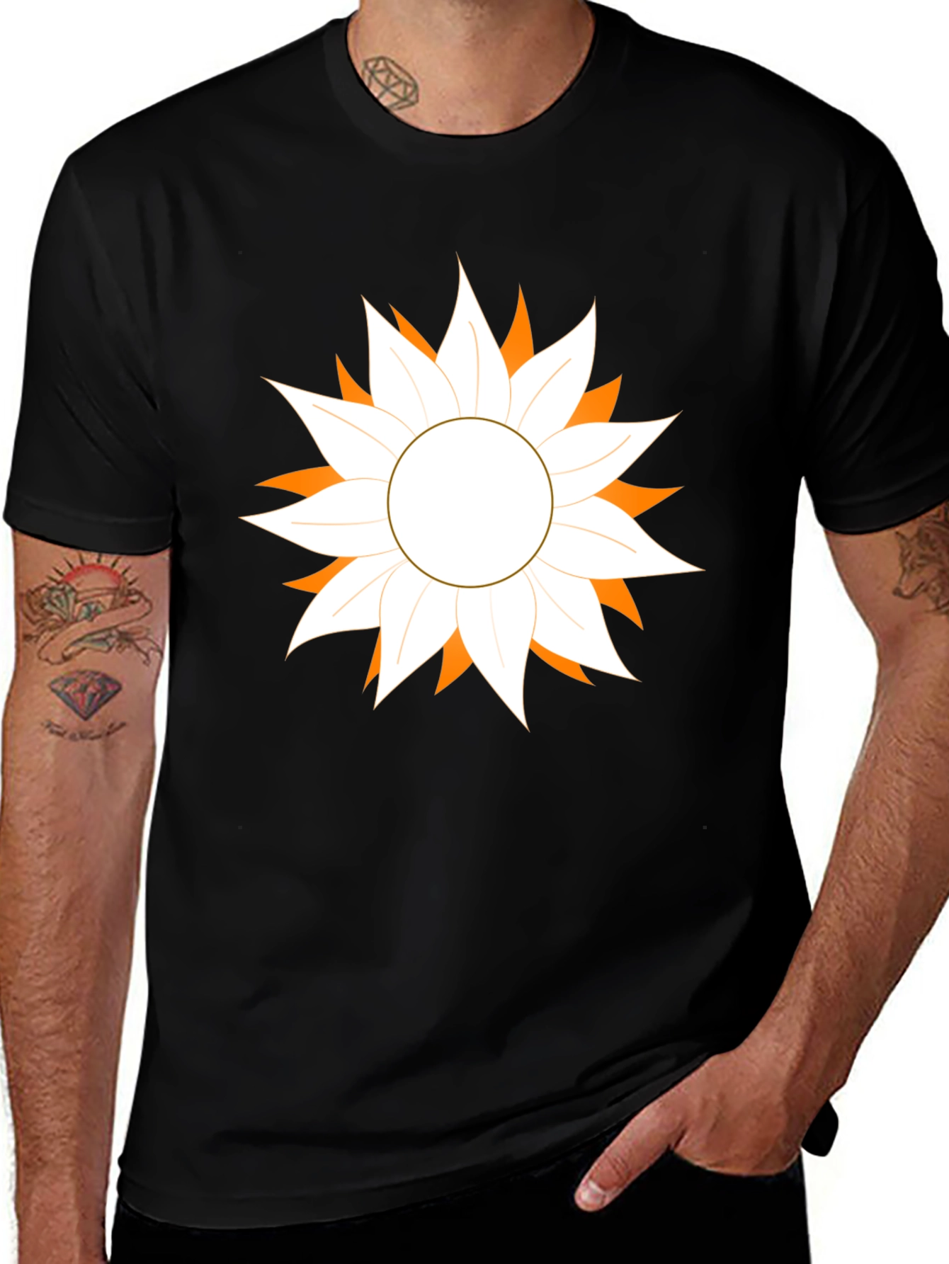 Stylish Black T-Shirt with Floral Graphic Design