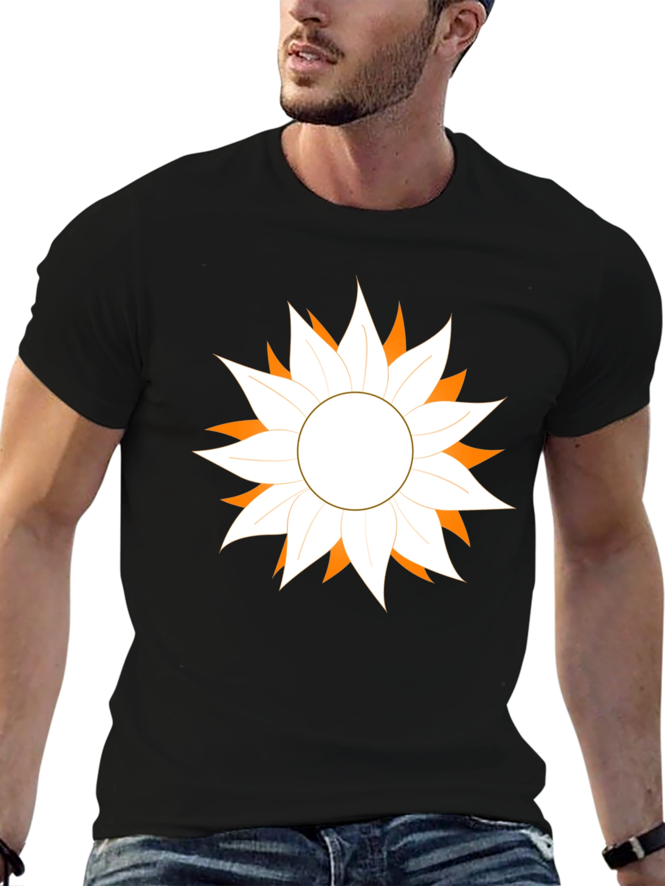 Stylish Black T-Shirt with Floral Graphic Design