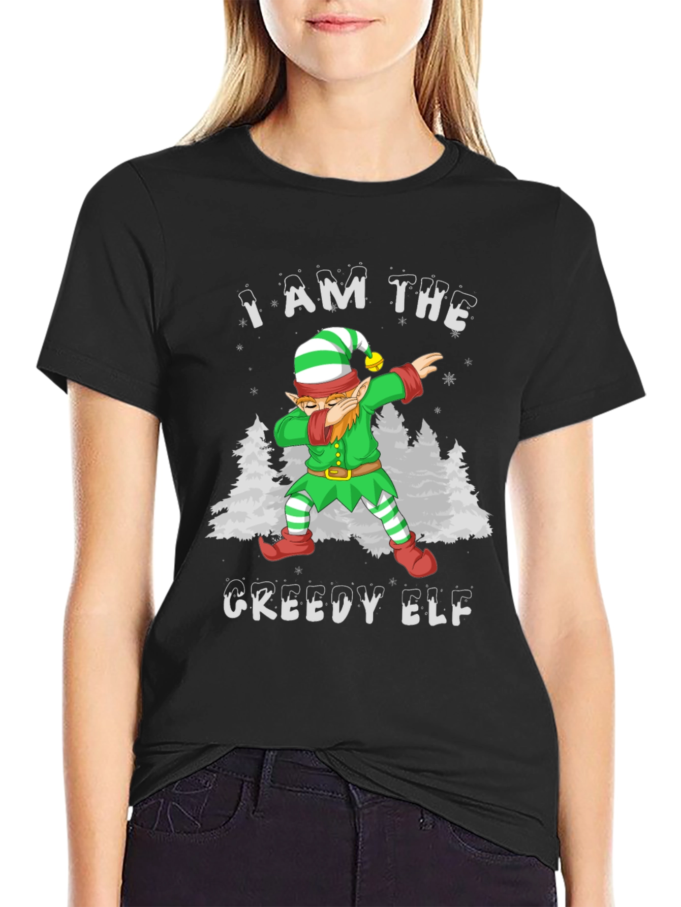Greedy Elf Christmas T-Shirt - Dabbing Holiday Tee
