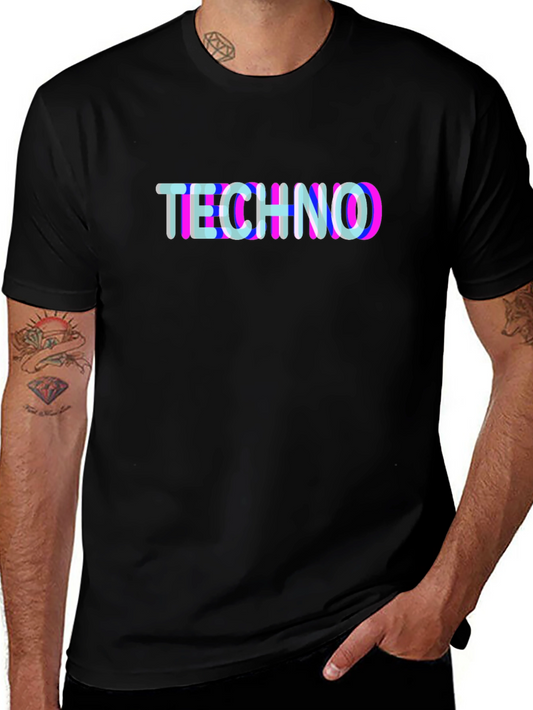 Techno Glitch T-Shirt - Black Graphic Tee
