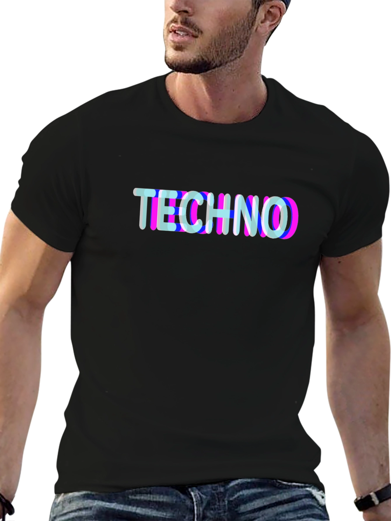 Techno Glitch T-Shirt - Black Graphic Tee