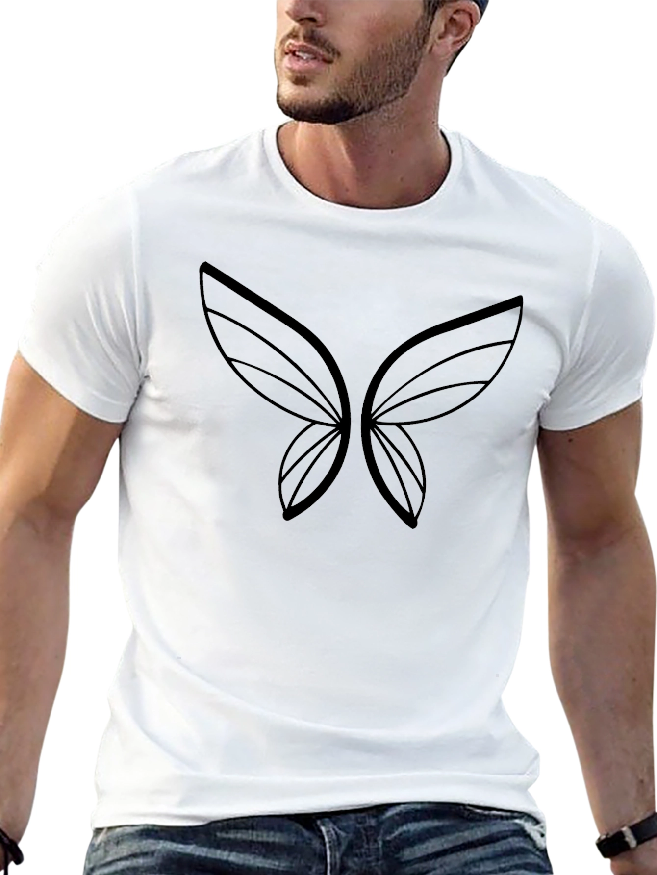 Elegant Black Butterfly Wings Graphic T-Shirt