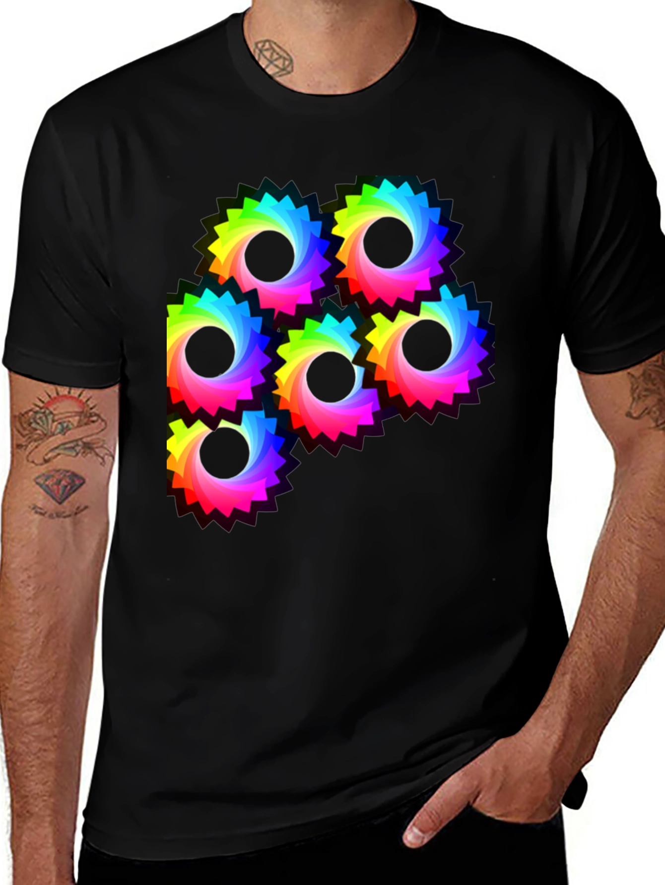 Rainbow Gear Graphic Tee - Black