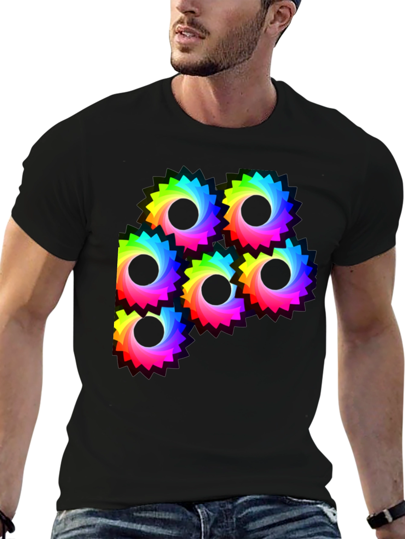 Rainbow Gear Graphic Tee - Black