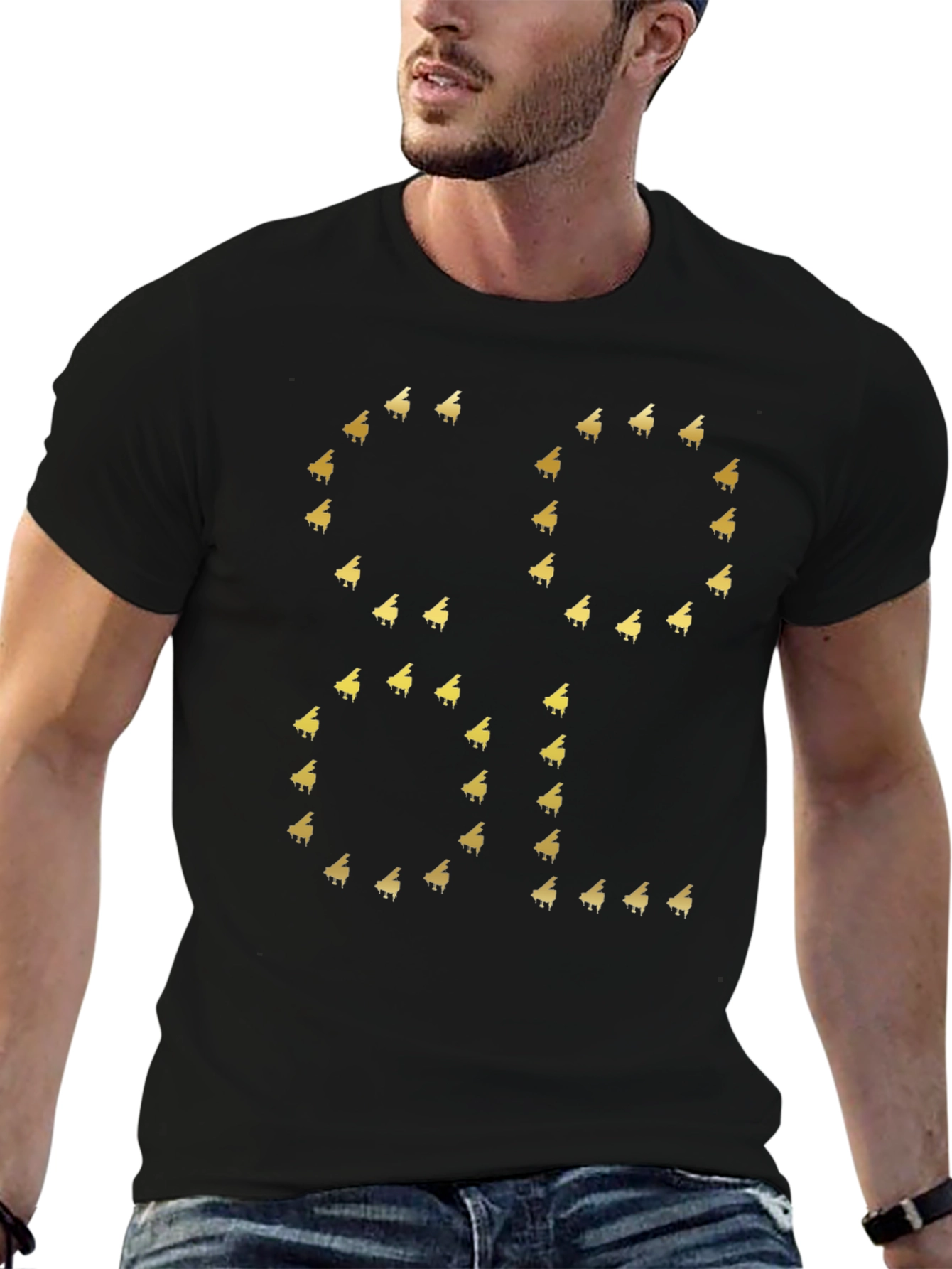 Cool Piano Graphic Tee - Black Cotton T-Shirt