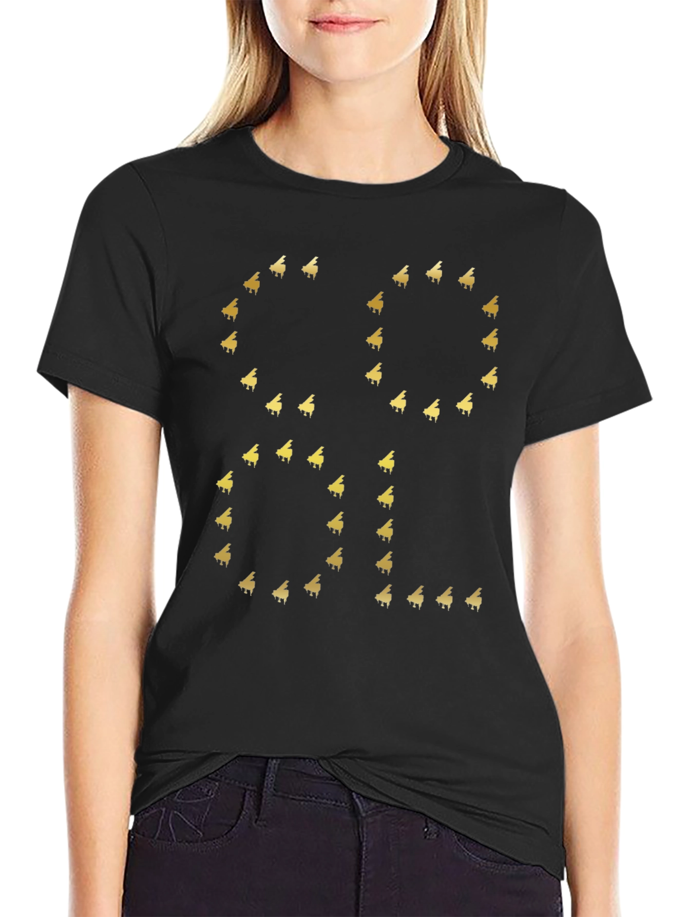 Cool Piano Graphic Tee - Black Cotton T-Shirt