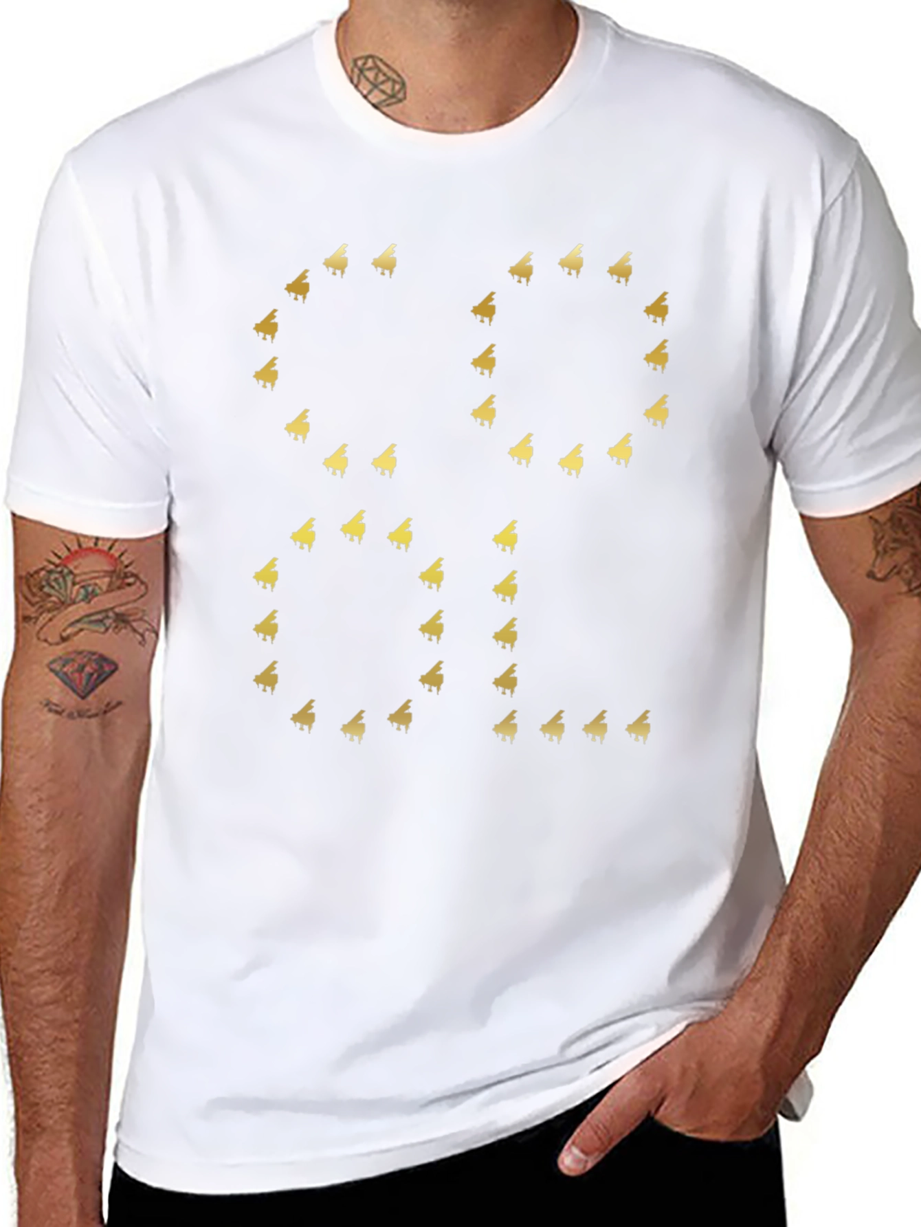 Cool Piano Graphic Tee - Black Cotton T-Shirt