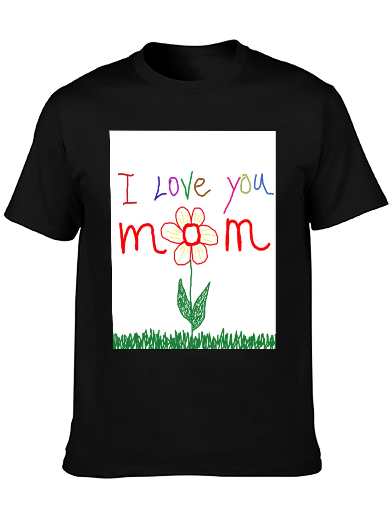 I Love You Mom T-Shirt - Handmade Flower Design