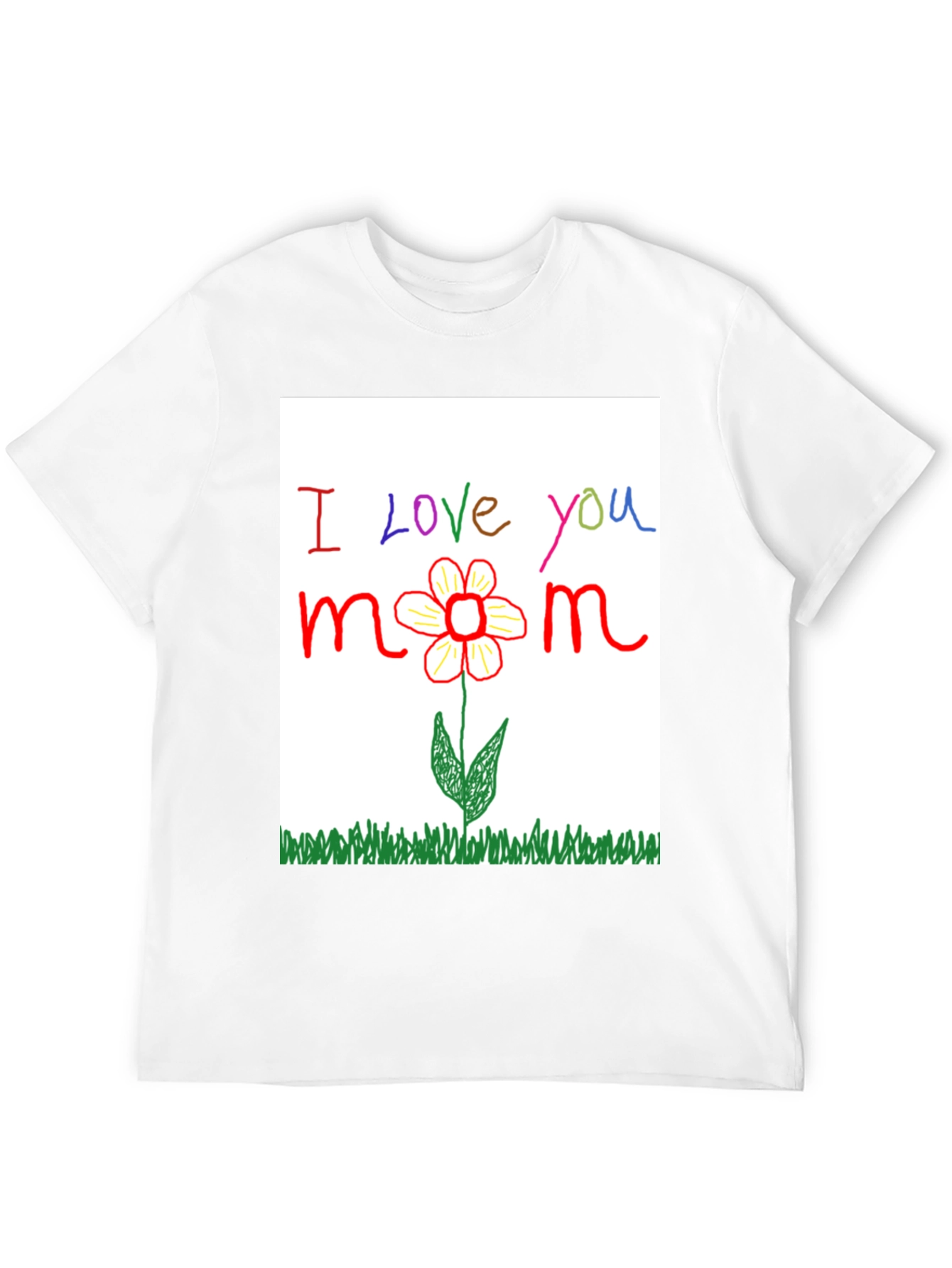 I Love You Mom T-Shirt - Handmade Flower Design