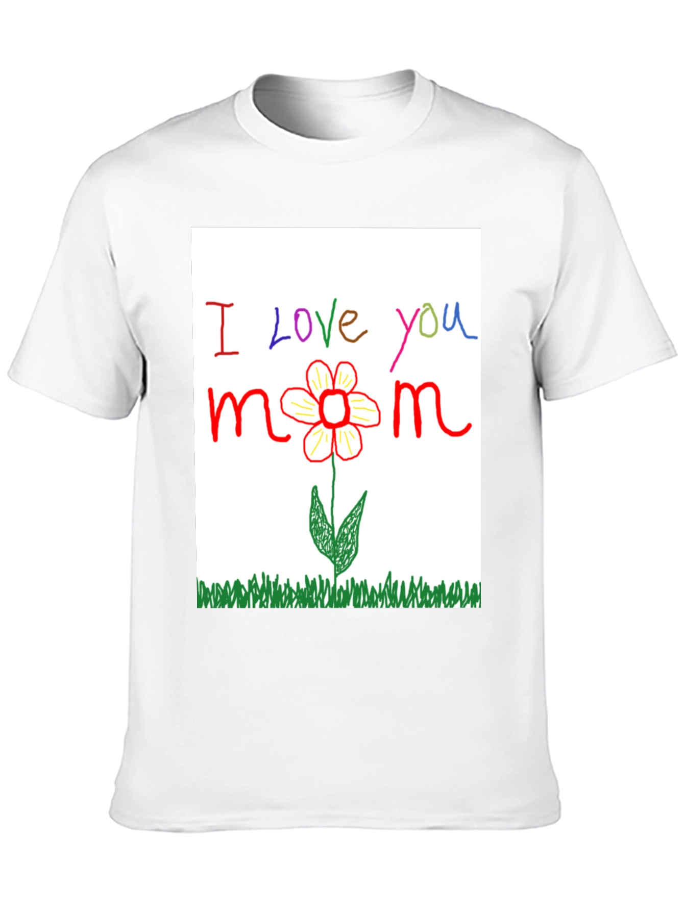 I Love You Mom T-Shirt - Handmade Flower Design