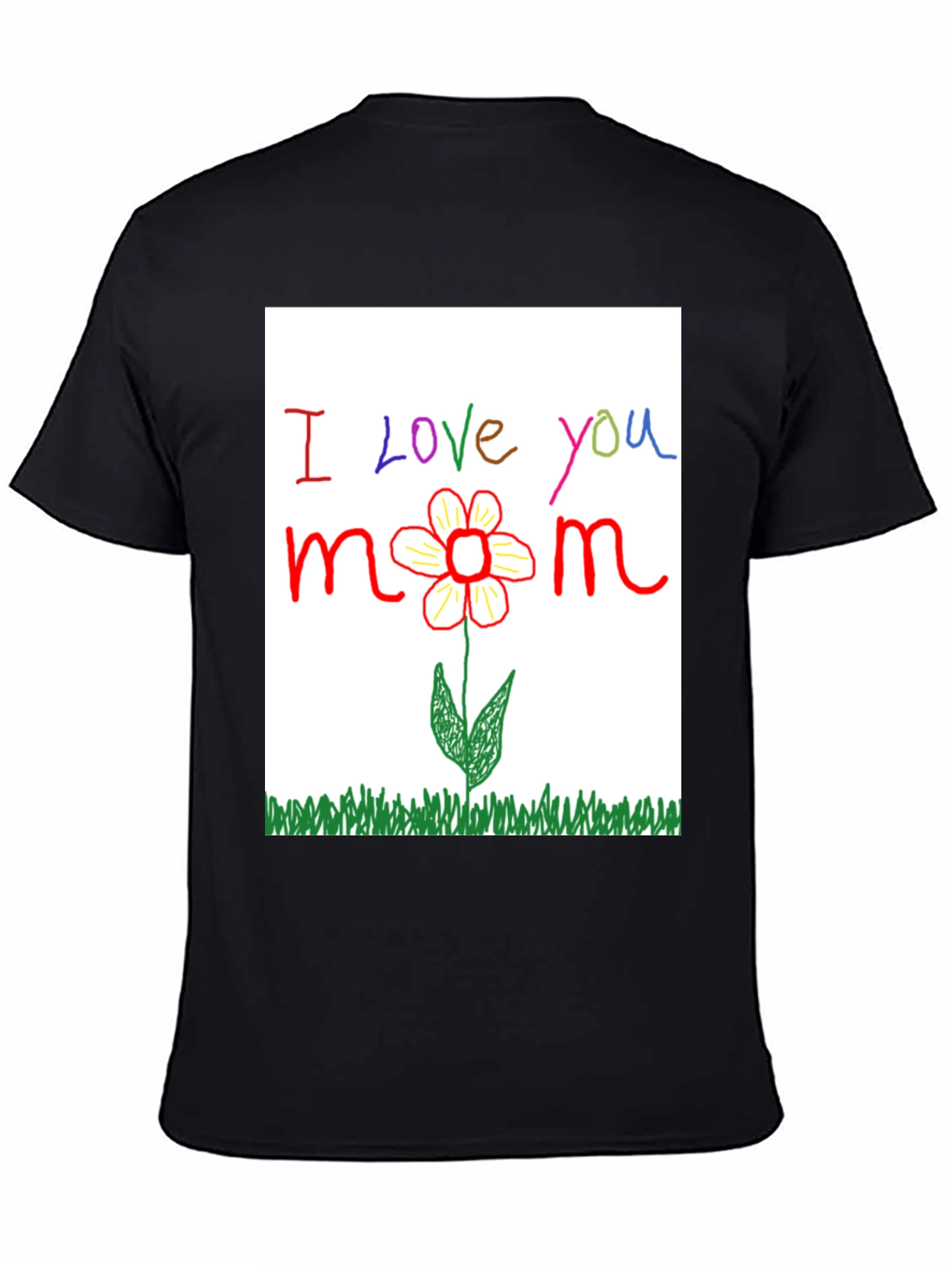 I Love You Mom T-Shirt - Handmade Flower Design