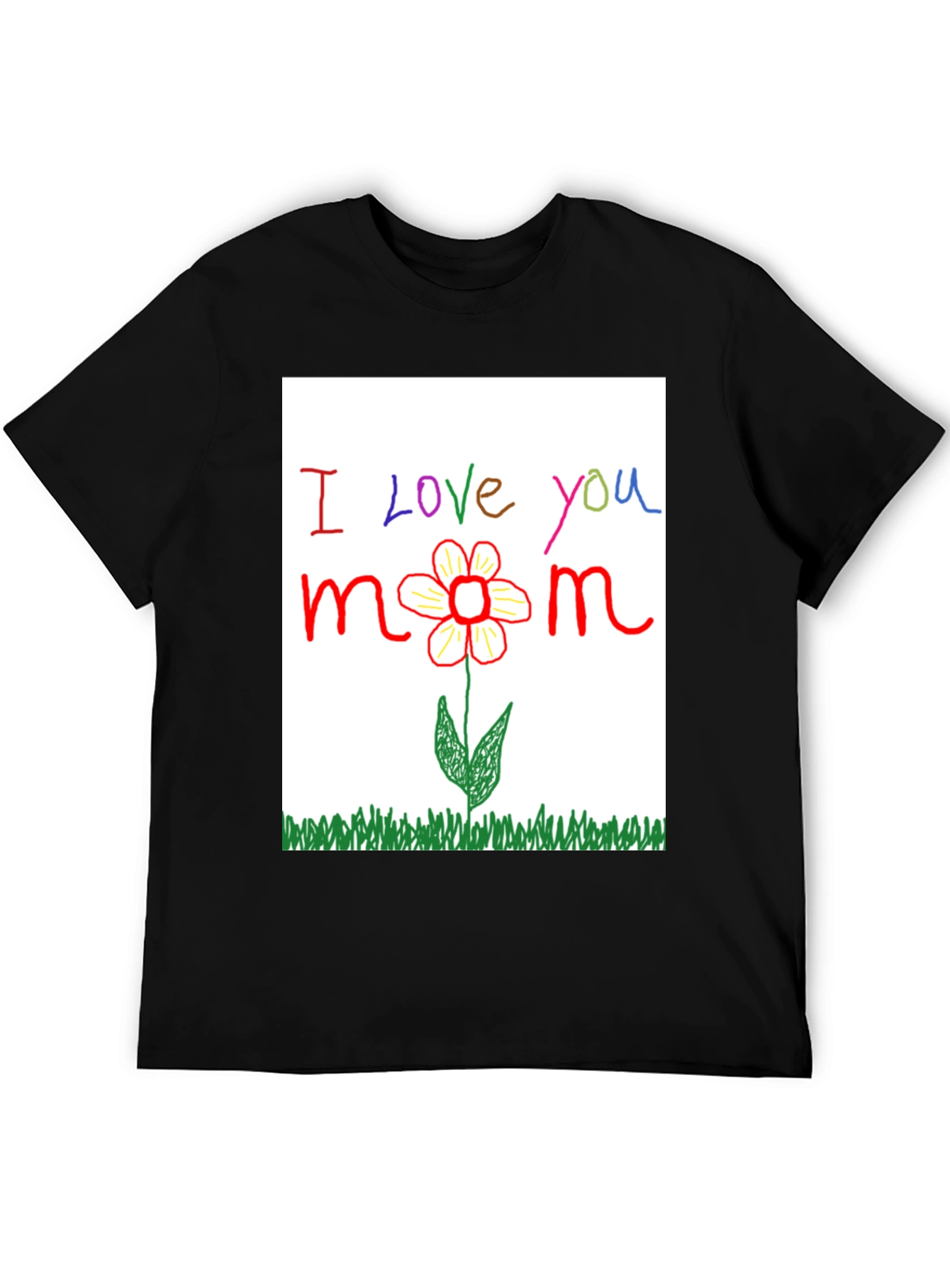 I Love You Mom T-Shirt - Handmade Flower Design