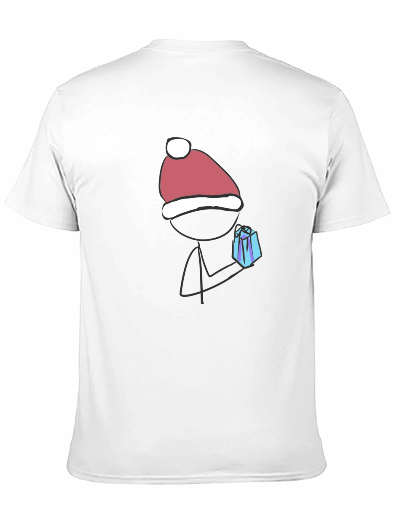 Festive Stick Figure Gift Tee - Black Cotton Blend