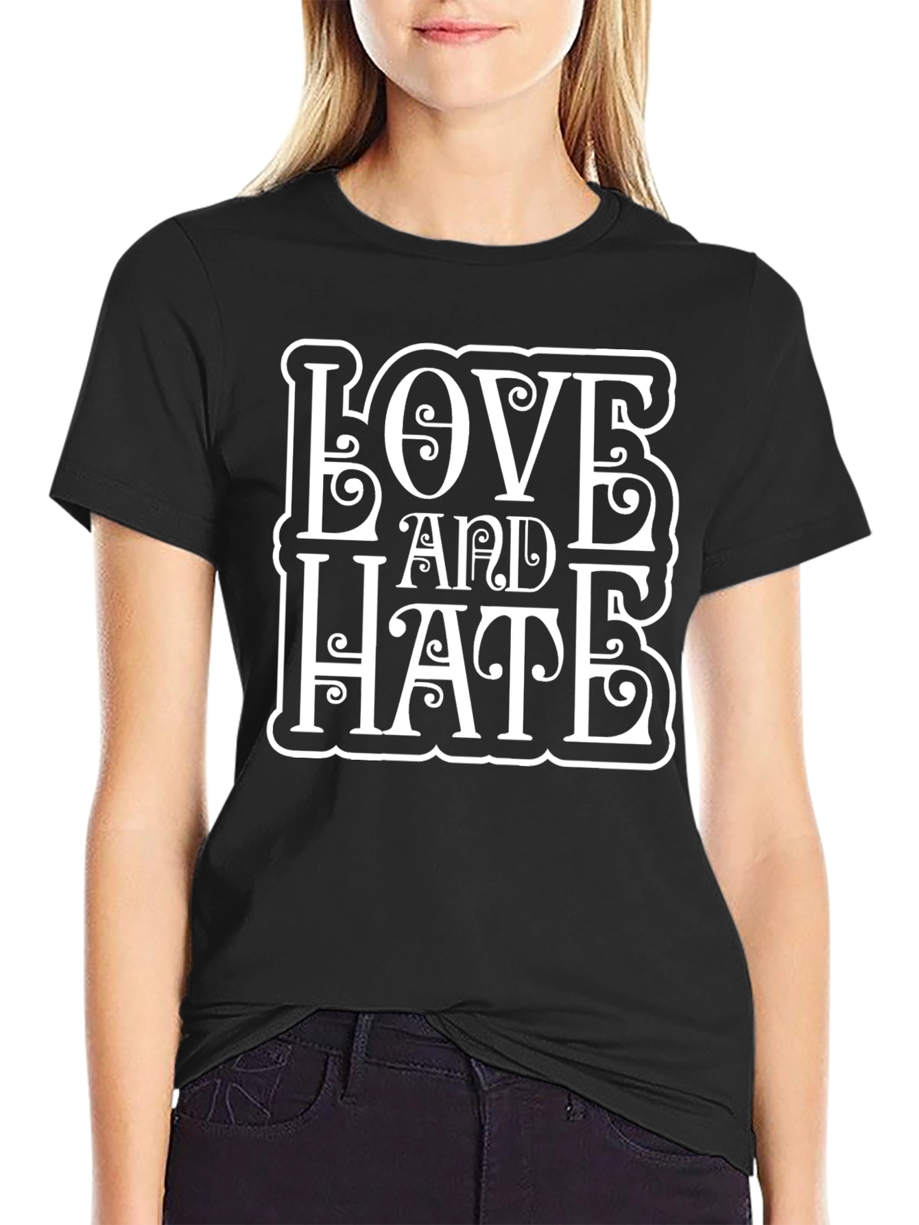 Love and Hate Graphic Tee - Black