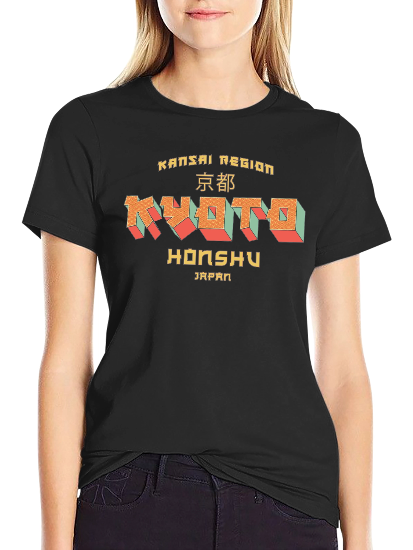 Kyoto Japan Graphic T-Shirt - Black Cotton Tee