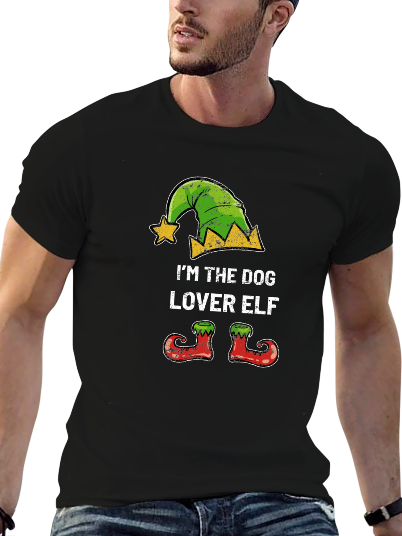 Dog Lover Elf Christmas T-Shirt