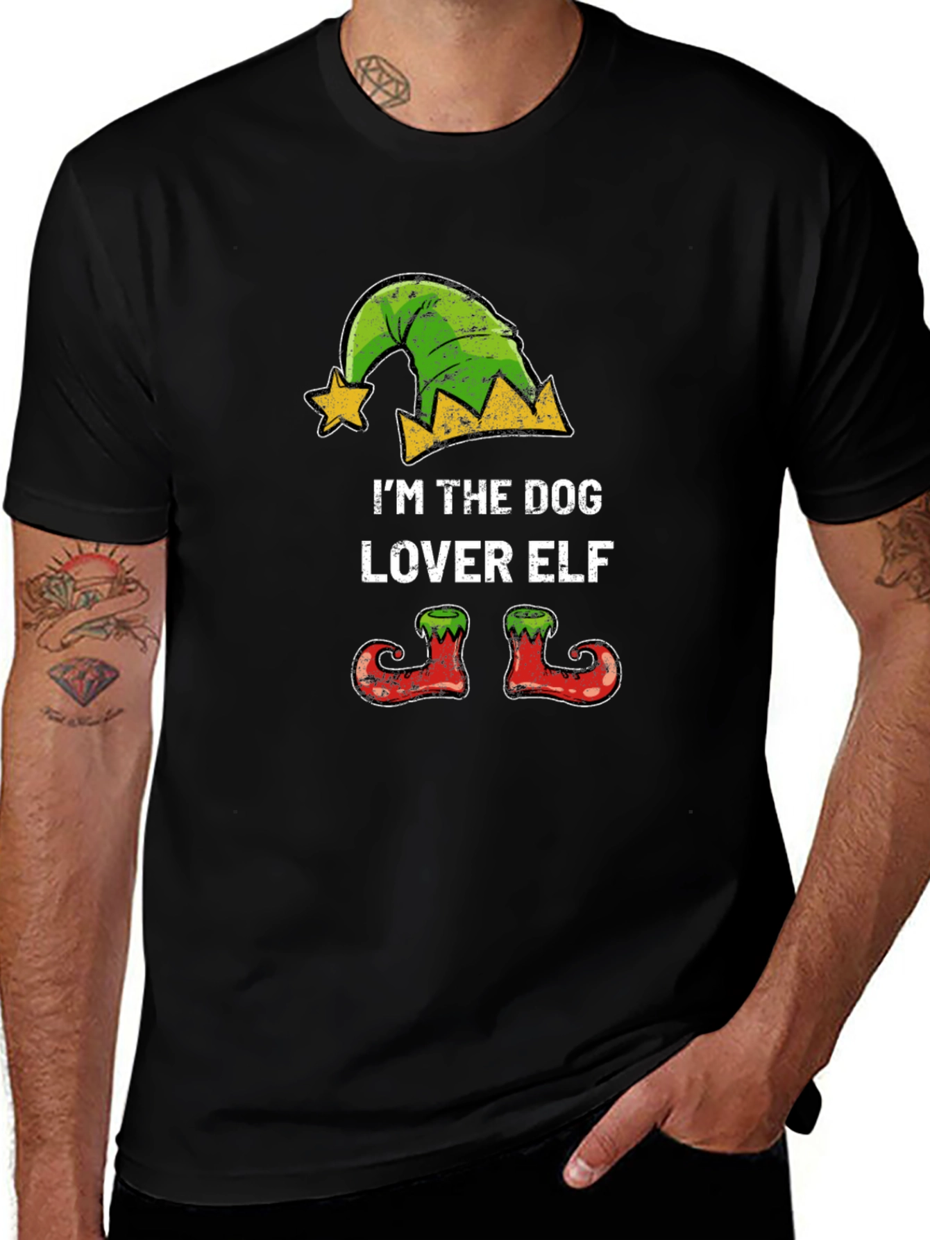 Dog Lover Elf Christmas T-Shirt