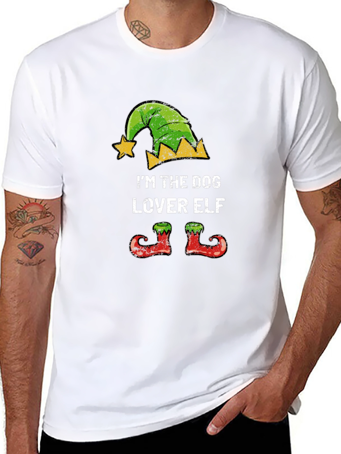 Dog Lover Elf Christmas T-Shirt