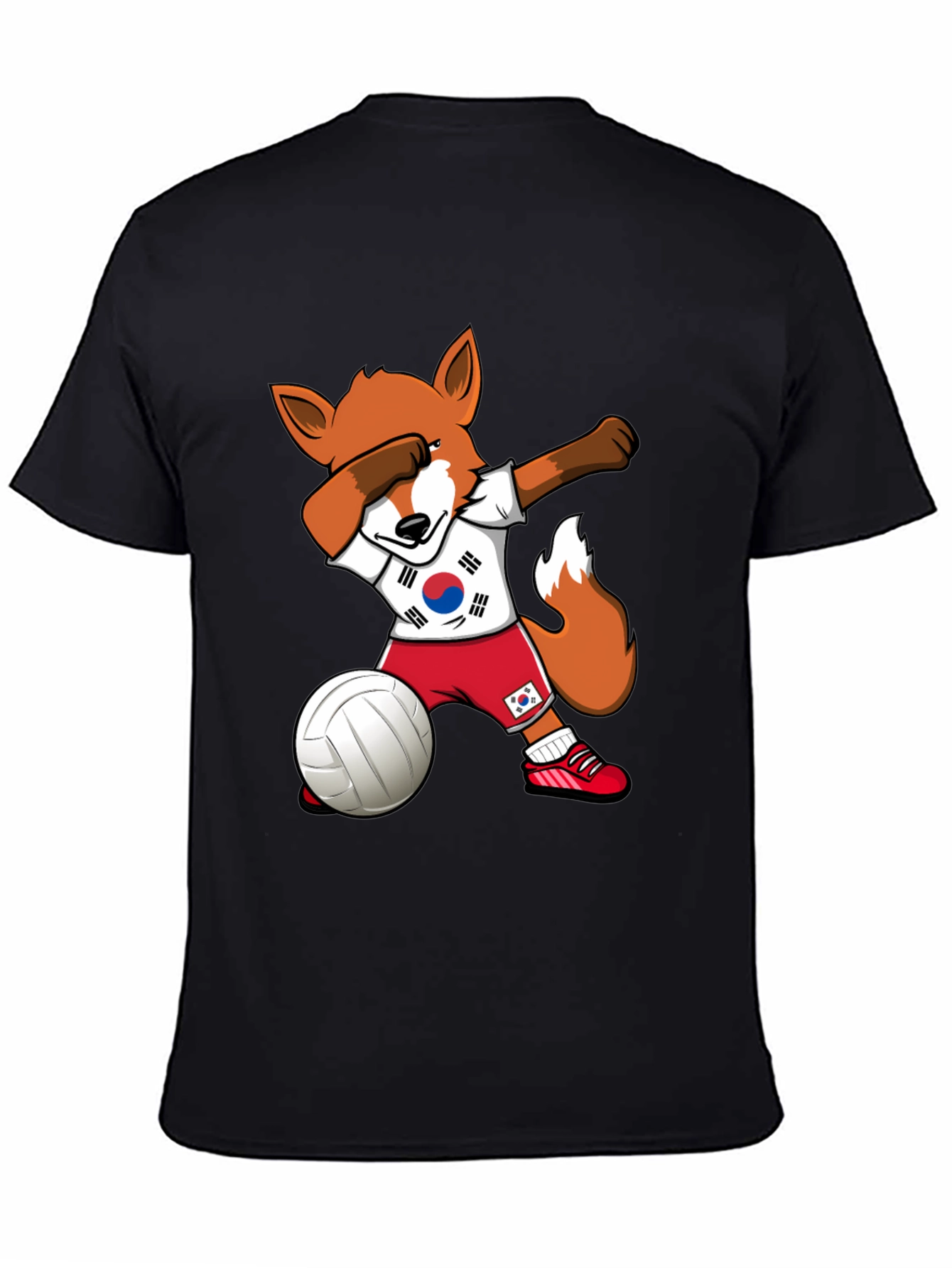 Volleyball Fox Dabbing South Korea Flag T-Shirt
