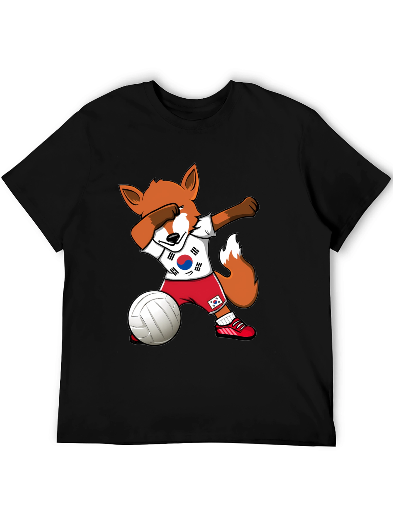 Volleyball Fox Dabbing South Korea Flag T-Shirt