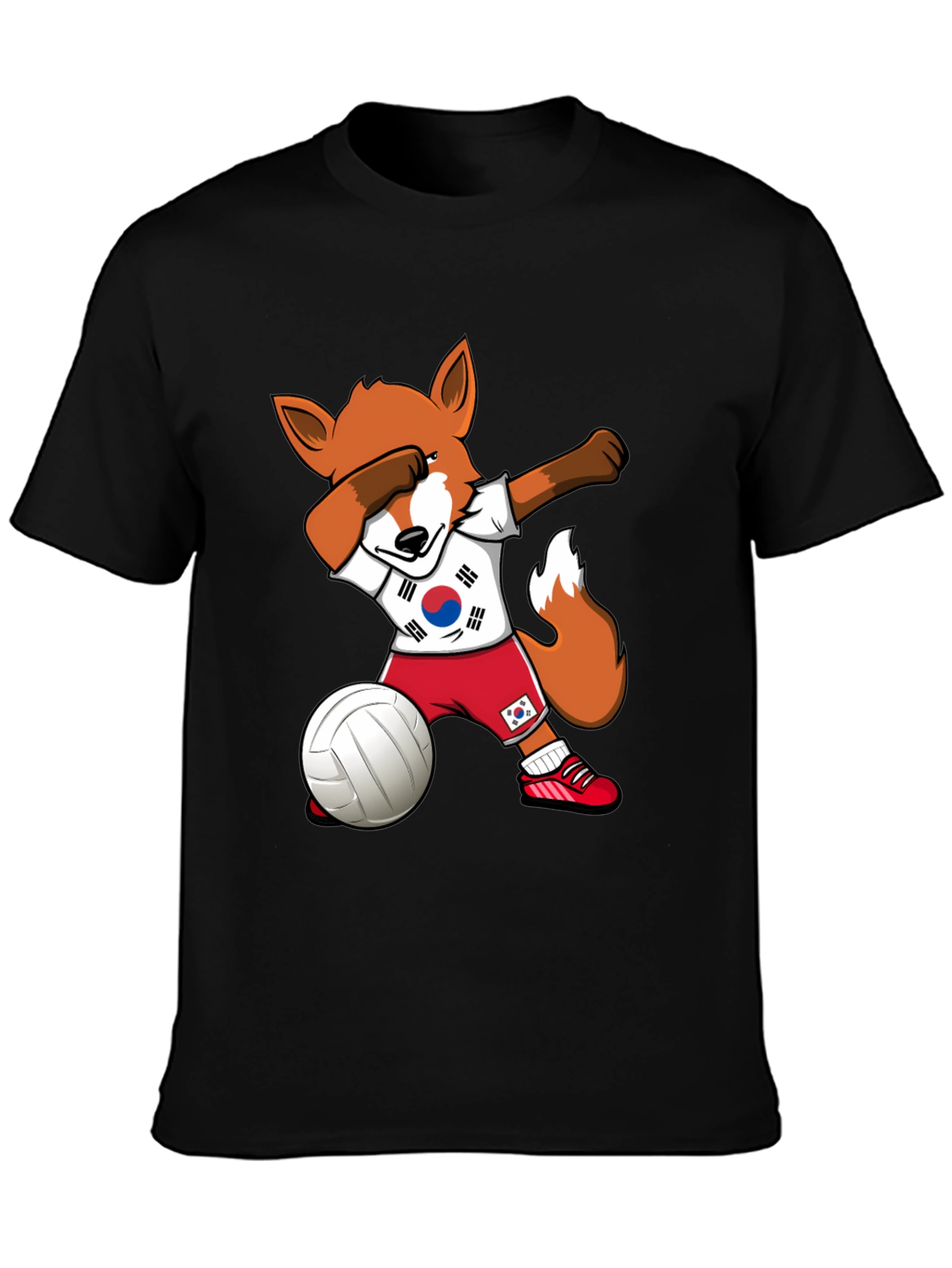 Volleyball Fox Dabbing South Korea Flag T-Shirt