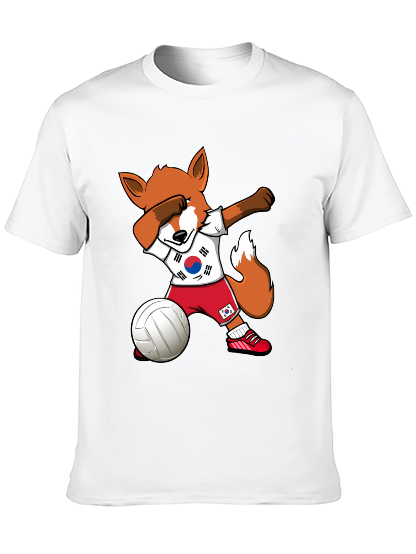 Volleyball Fox Dabbing South Korea Flag T-Shirt