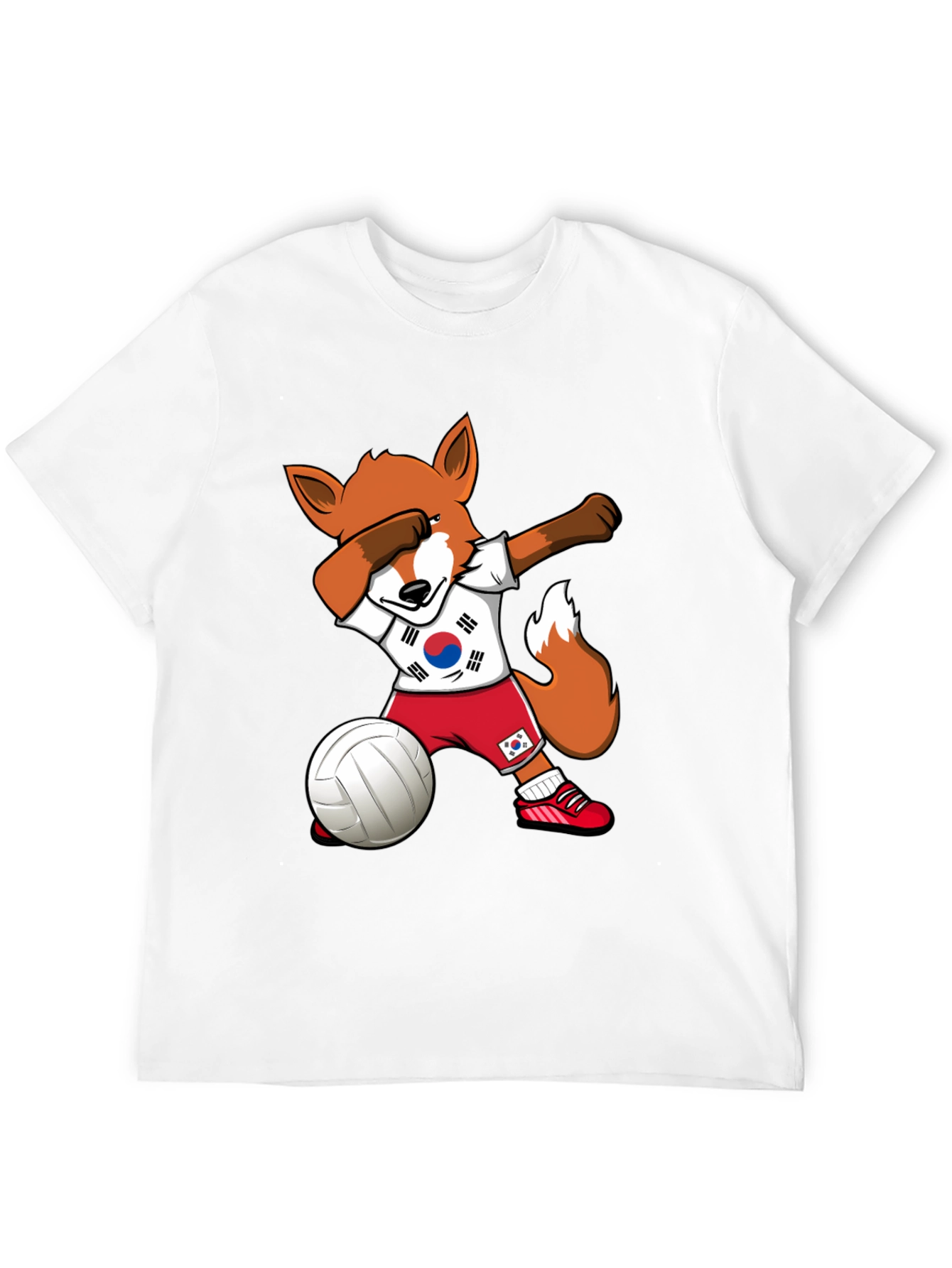 Volleyball Fox Dabbing South Korea Flag T-Shirt