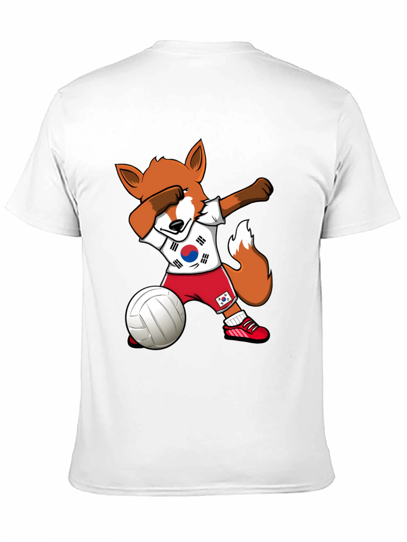 Volleyball Fox Dabbing South Korea Flag T-Shirt