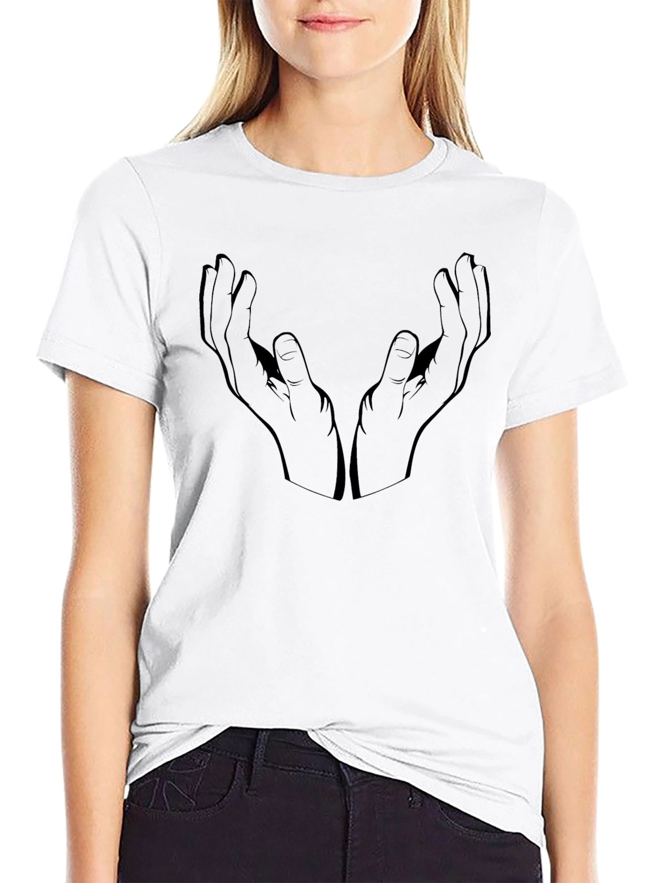 Mens Black Graphic T-Shirt - Hands Design