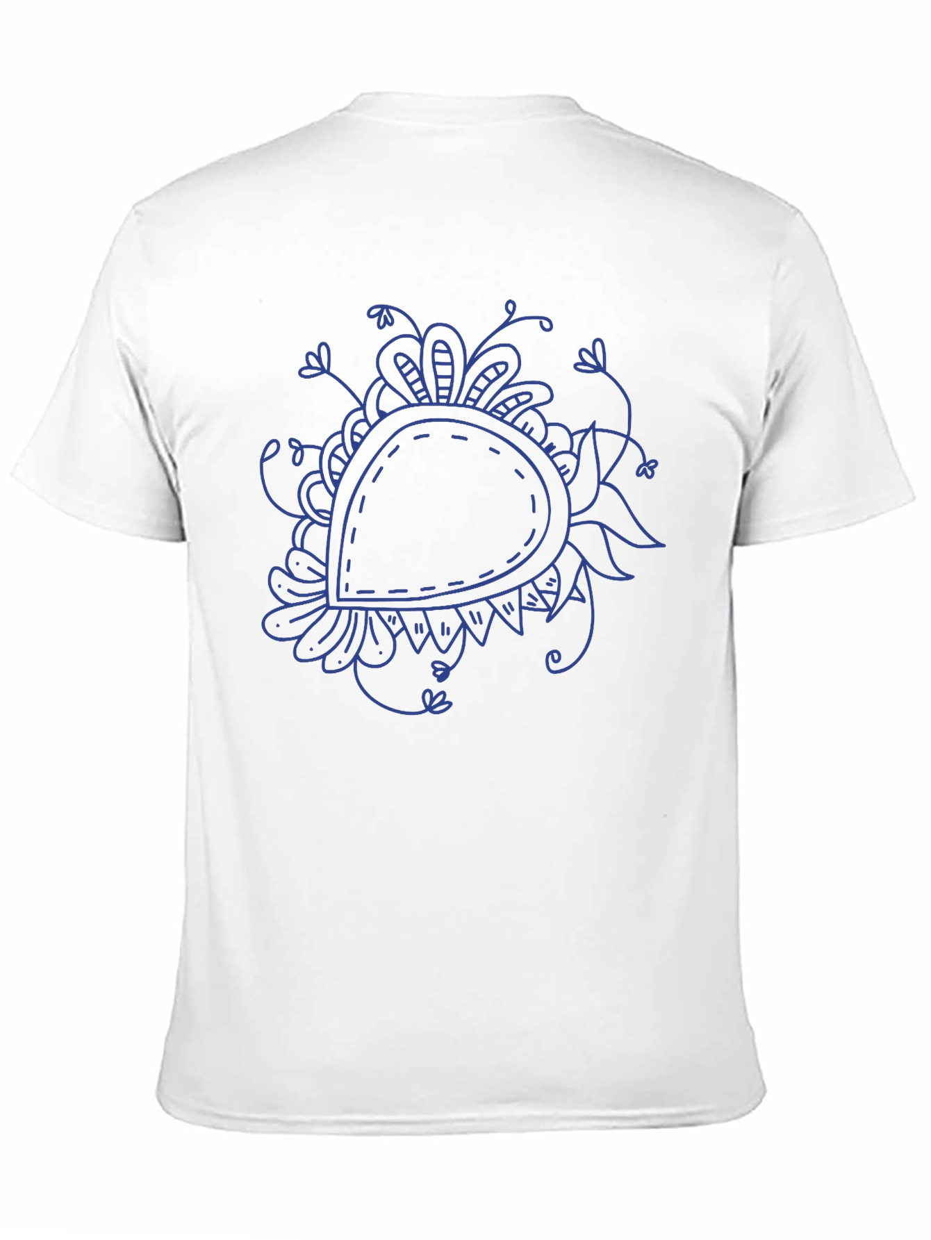 Black T-Shirt with Blue Paisley Design