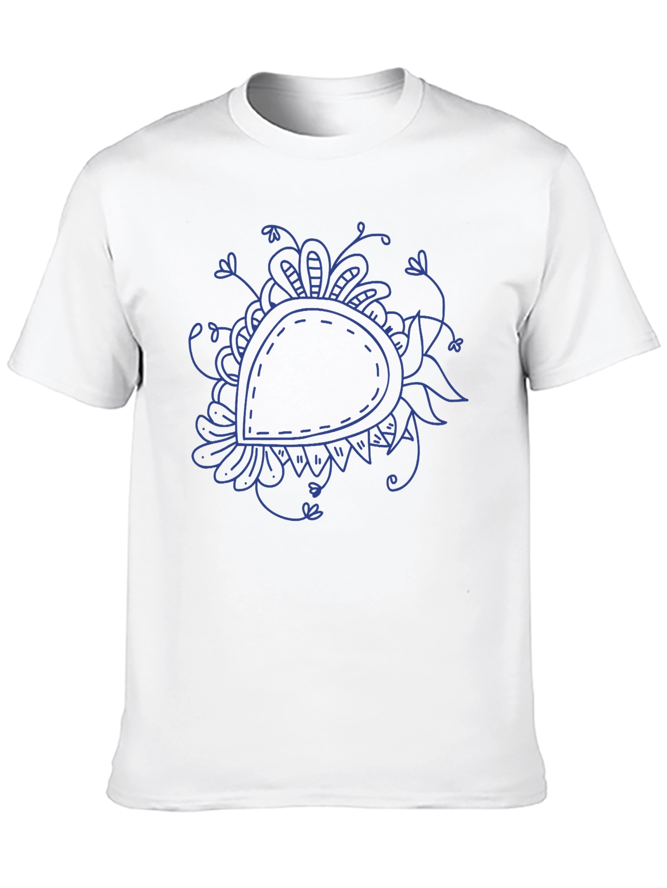Black T-Shirt with Blue Paisley Design