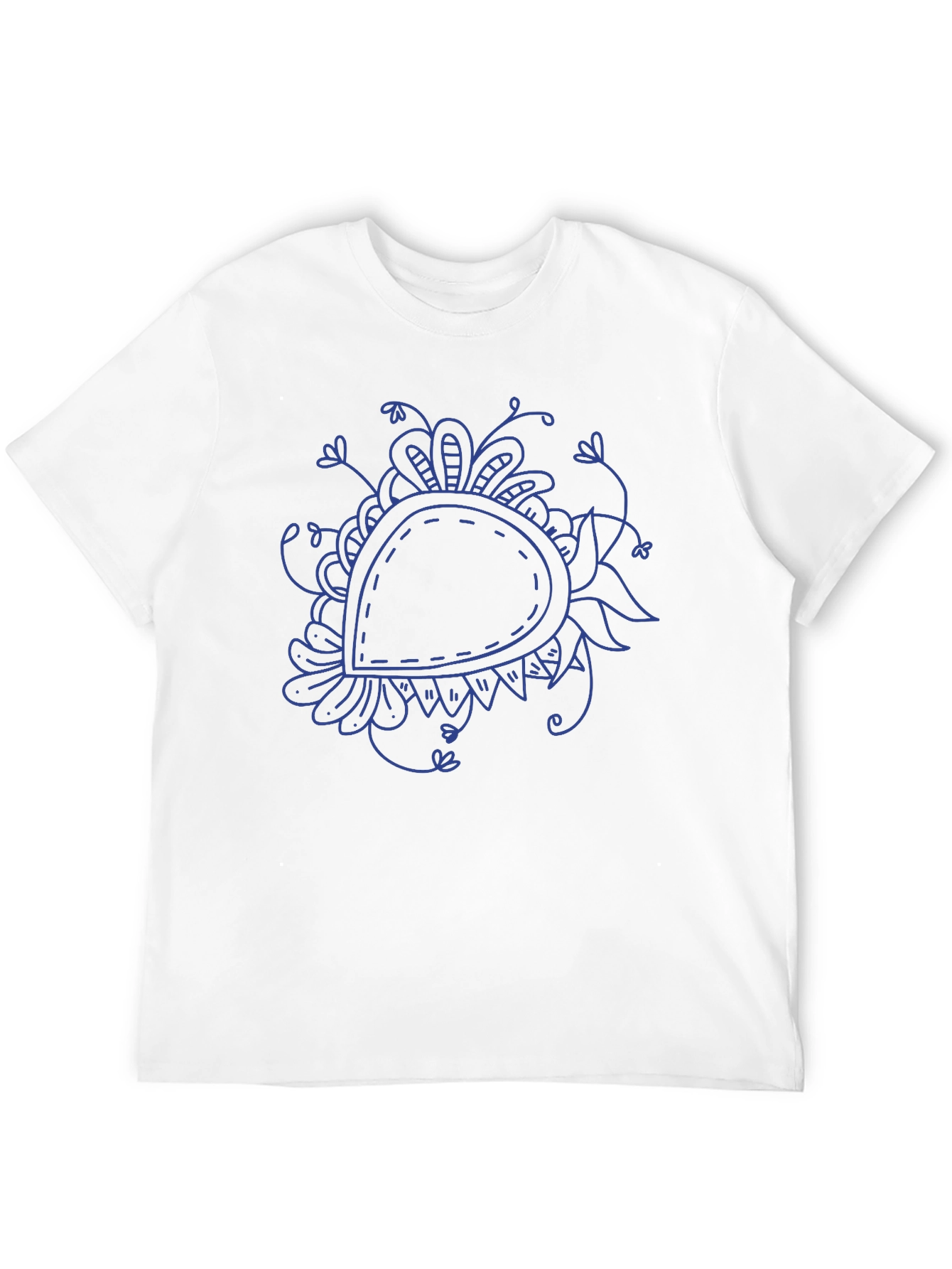 Black T-Shirt with Blue Paisley Design