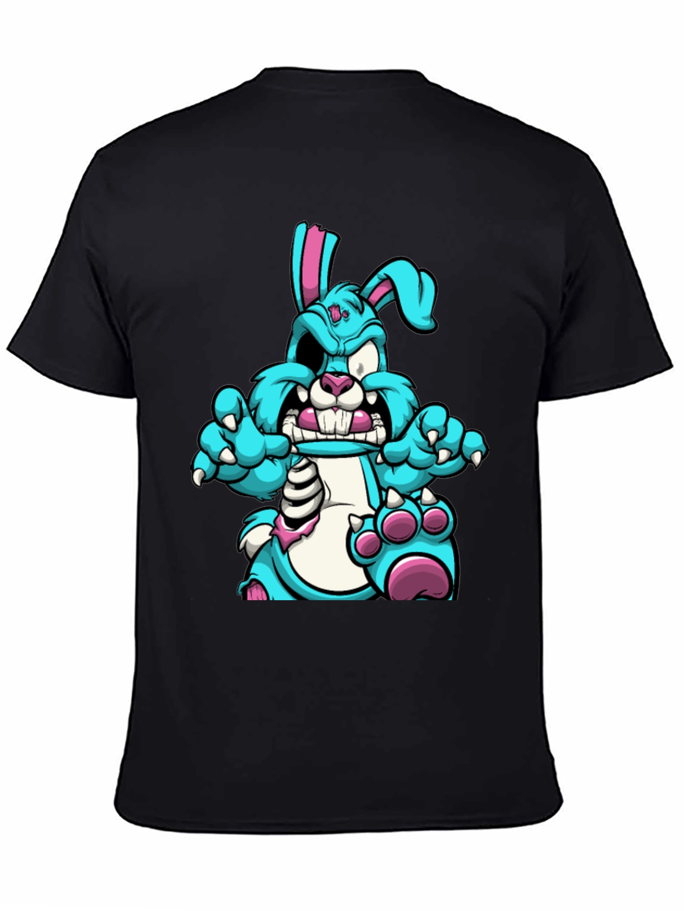 Zombie Bunny Graphic Tee - Black Cotton T-Shirt