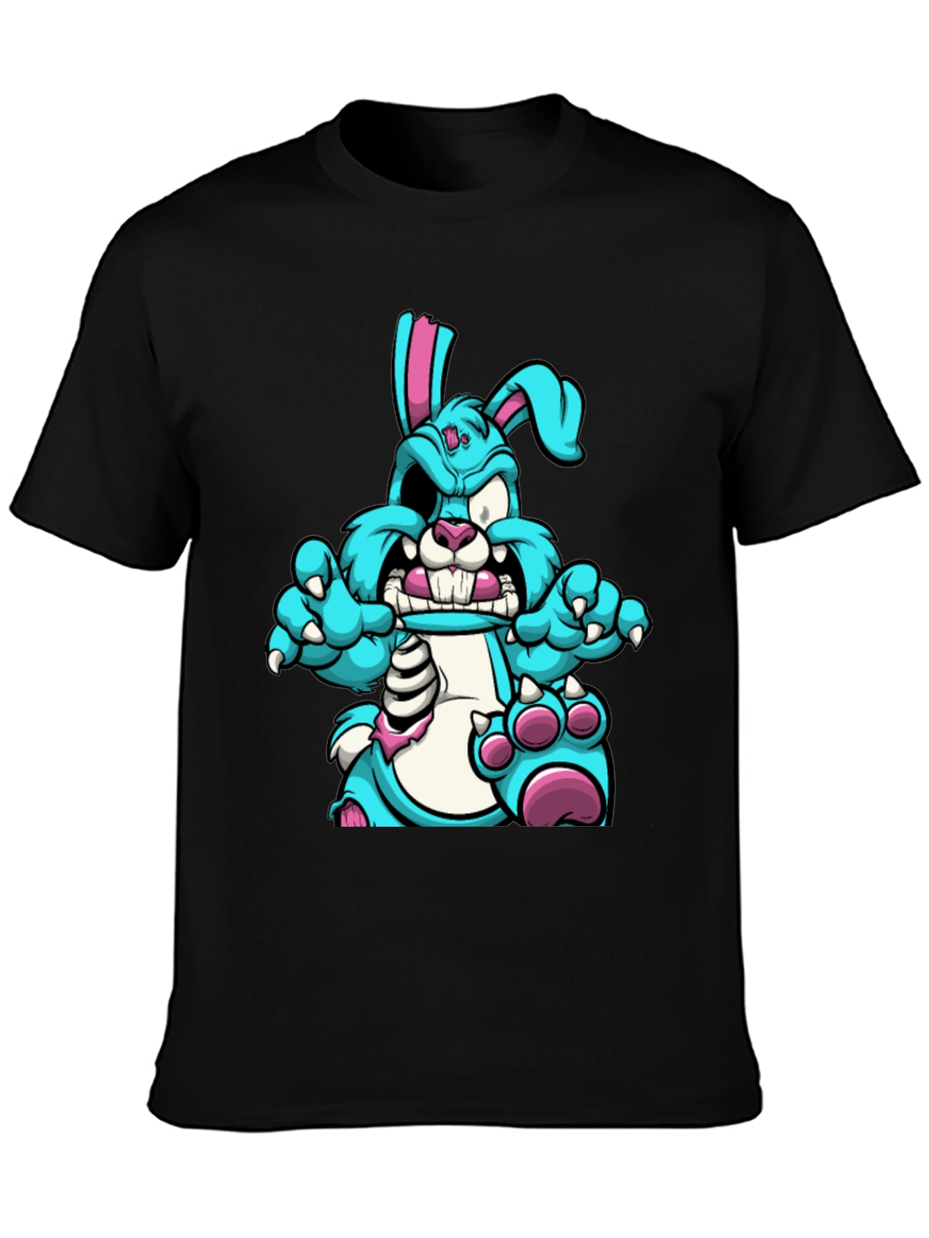 Zombie Bunny Graphic Tee - Black Cotton T-Shirt
