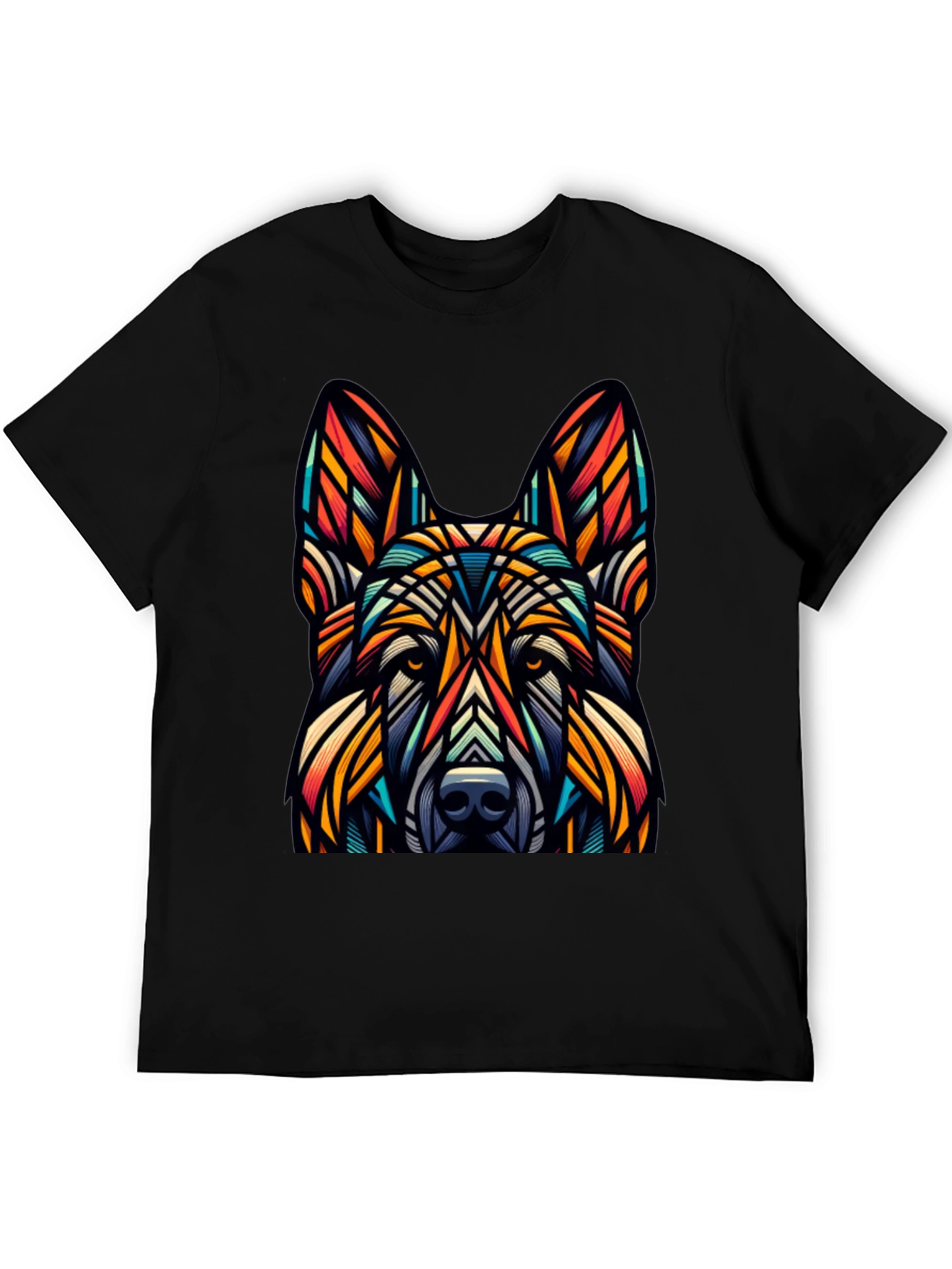 Geometric Dog Graphic Tee - Unique Design