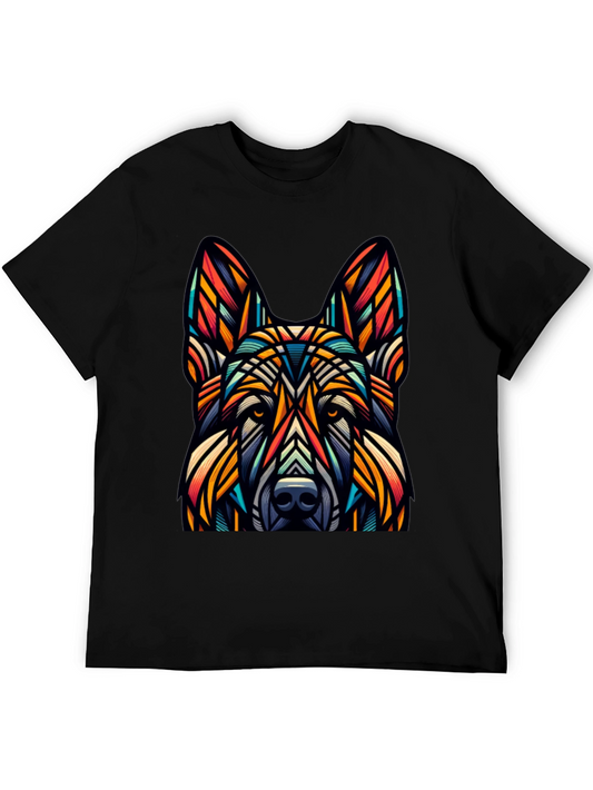 Geometric Dog Graphic Tee - Unique Design