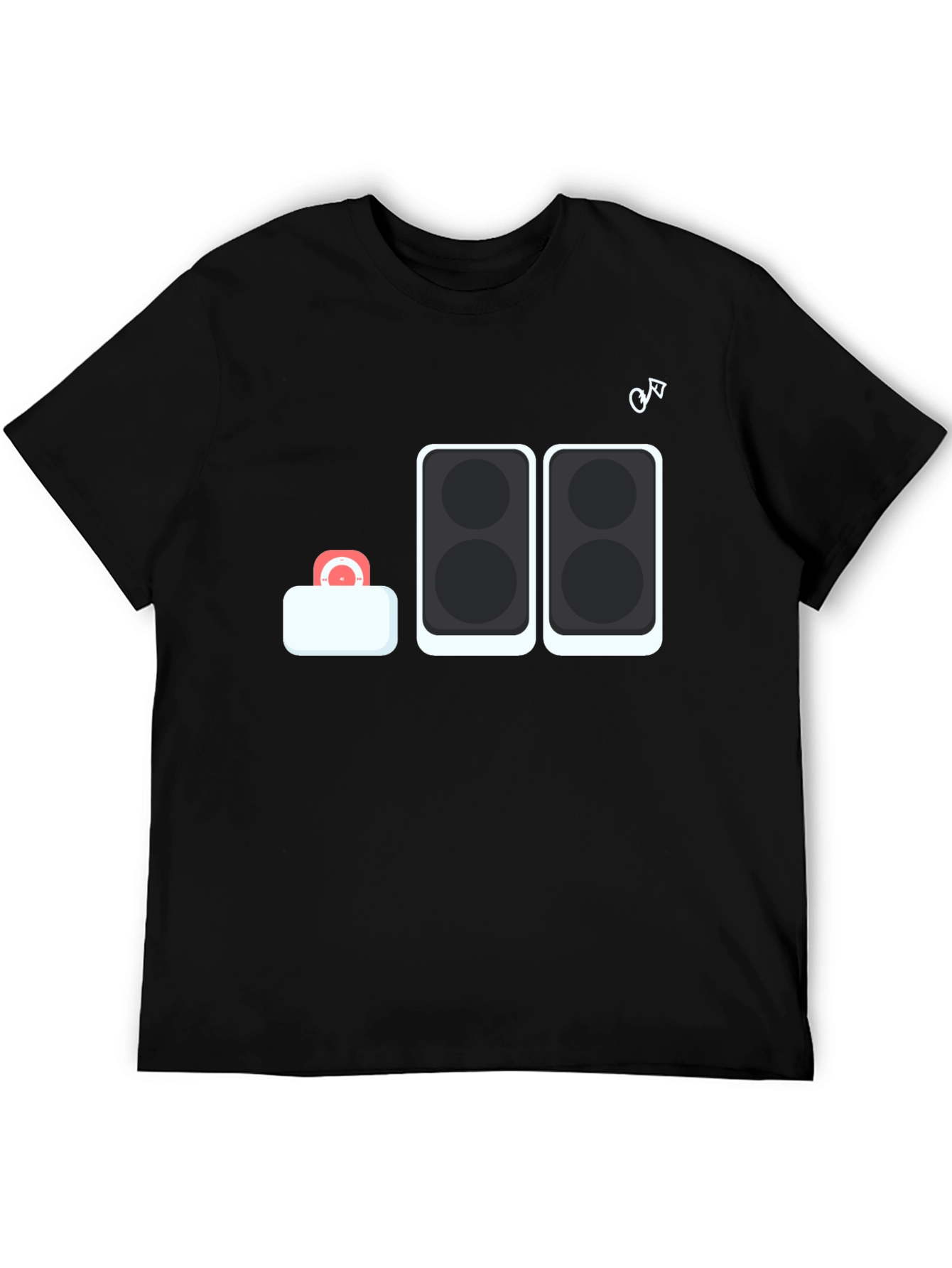 DJ Speaker Stack Graphic Tee - Black Cotton T-Shirt