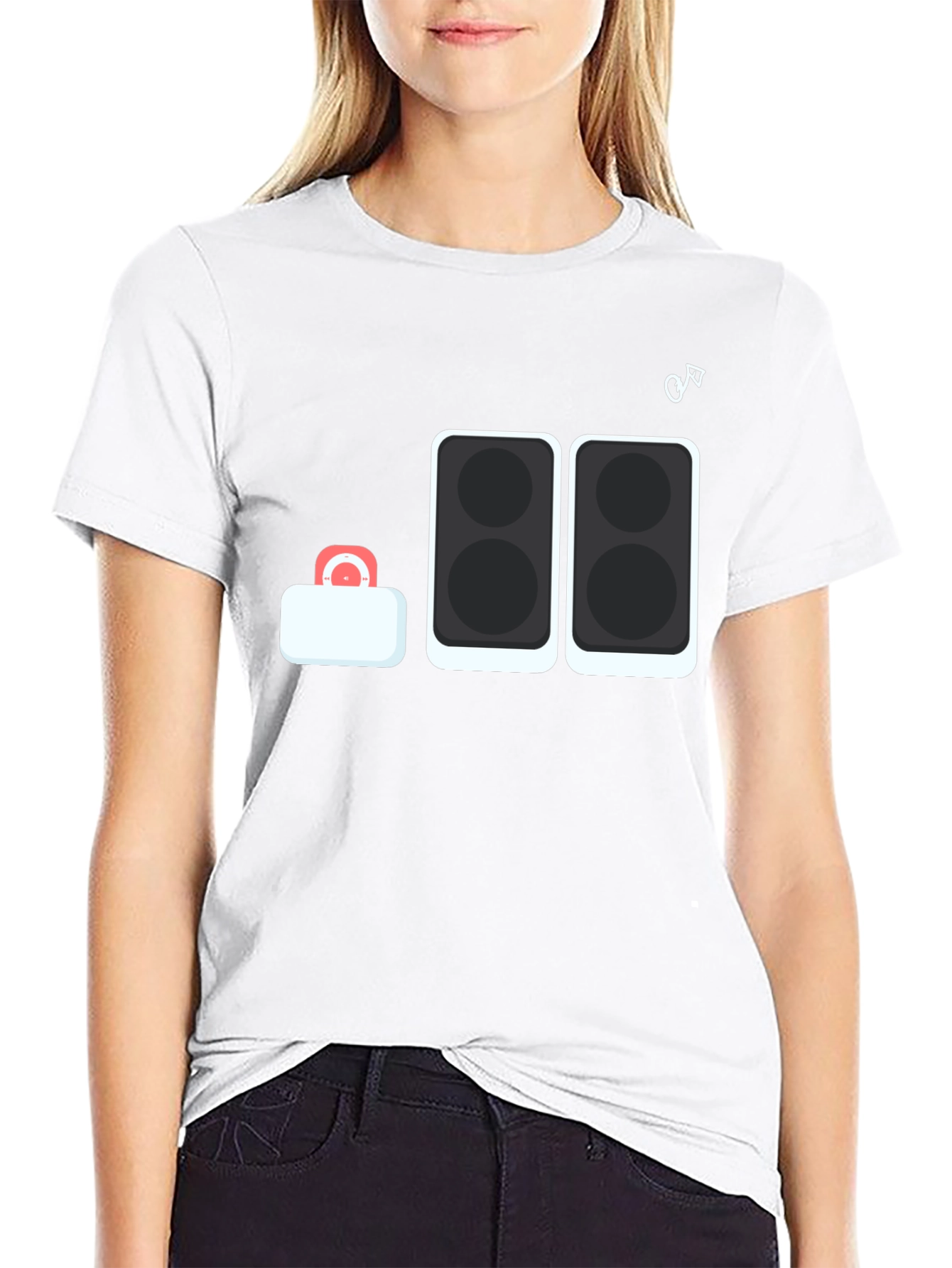 DJ Speaker Stack Graphic Tee - Black Cotton T-Shirt